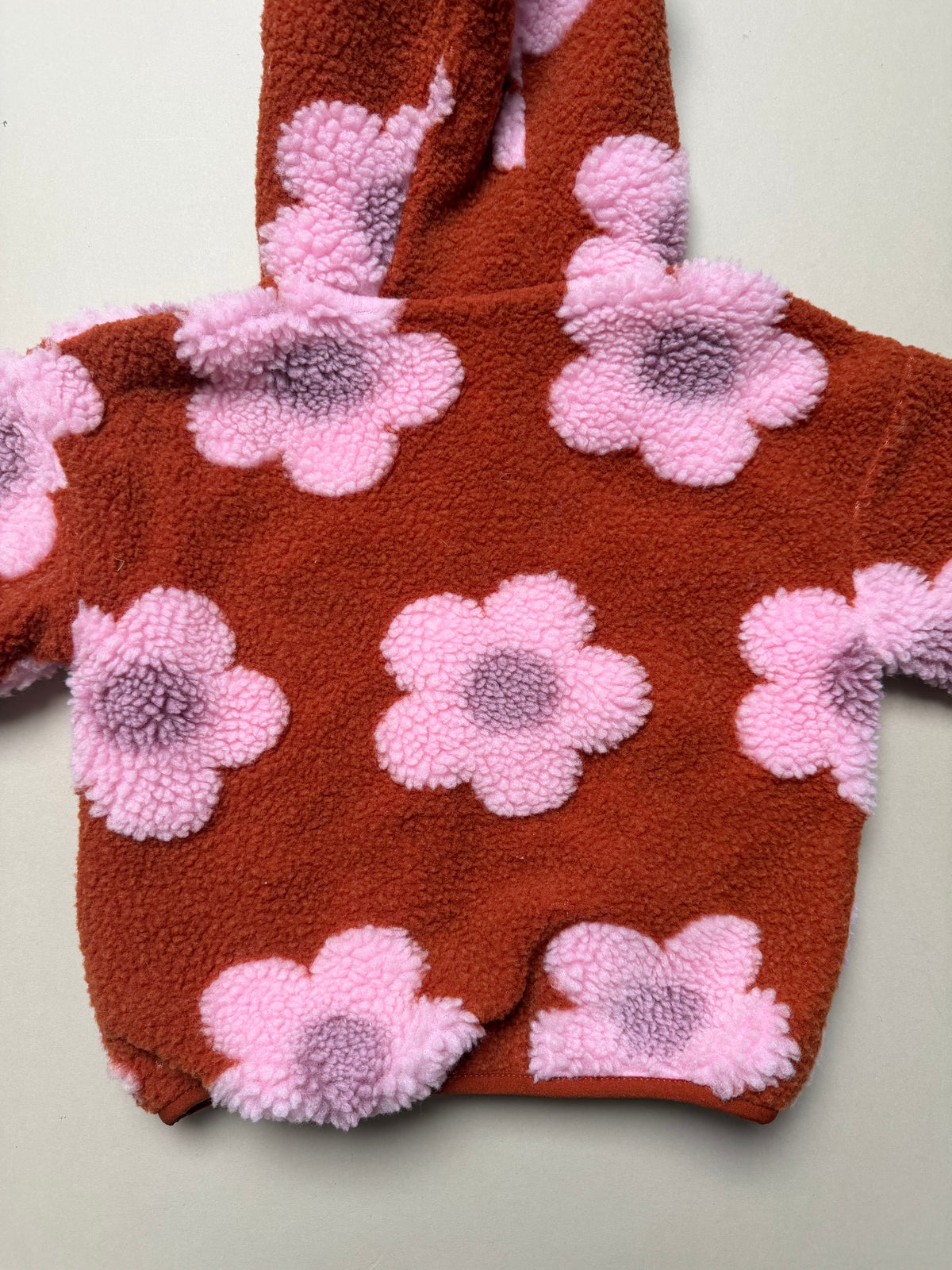 Next Rust & Pink Bold Floral Fleece Zip Up Hooded Jacket in 18-24 Months