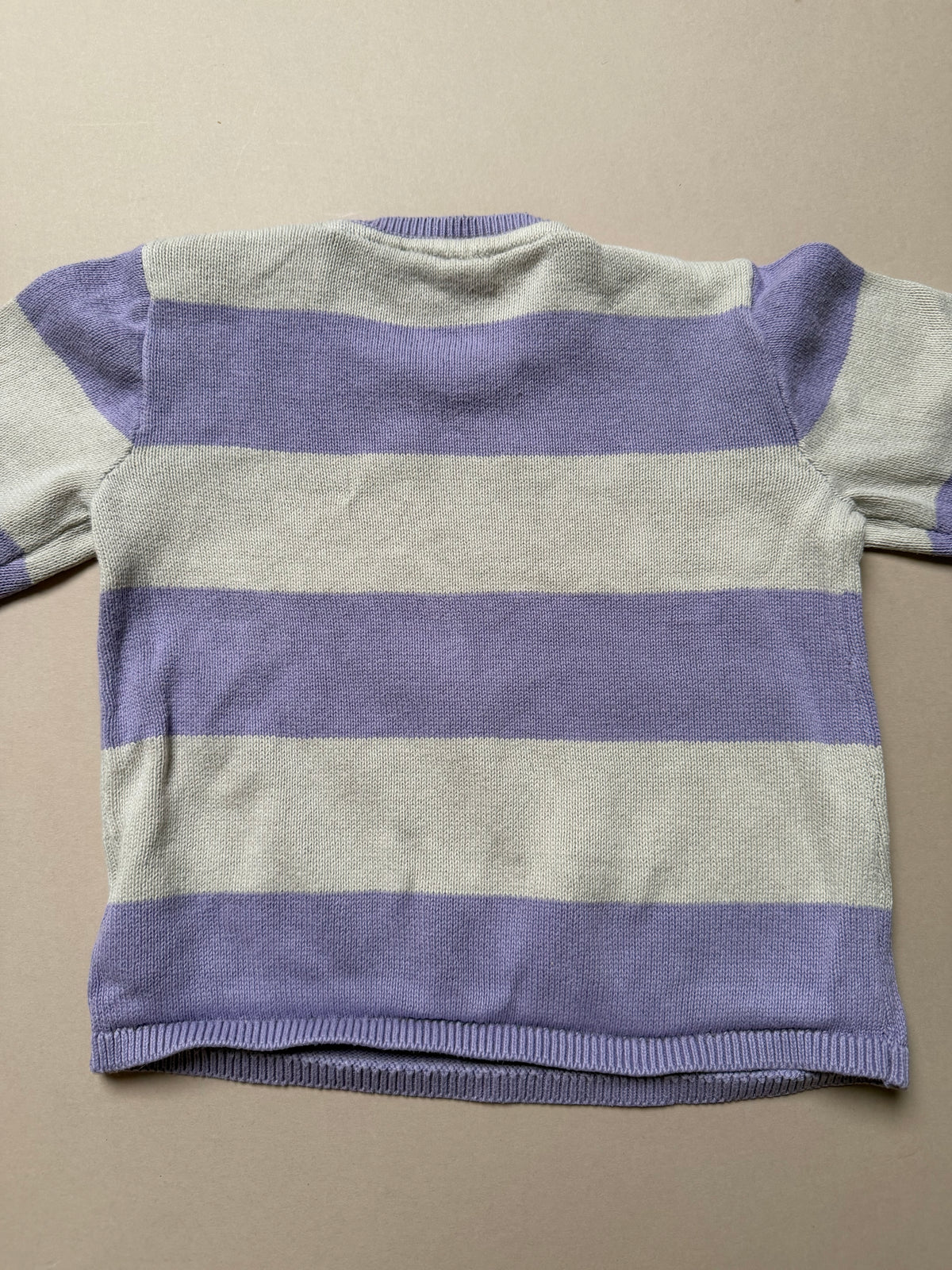 H&M Lilac & Light Grey Thick Striped Knitted Long Sleeved Jumper in 18-24 Months