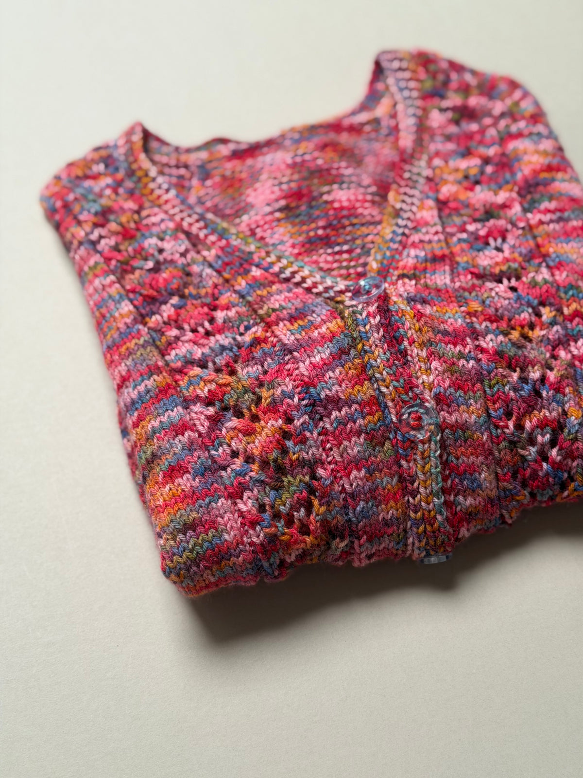 Handknitted Acrylic Multicoloured V-Neck Cardigan Best Fit 4-5 Years