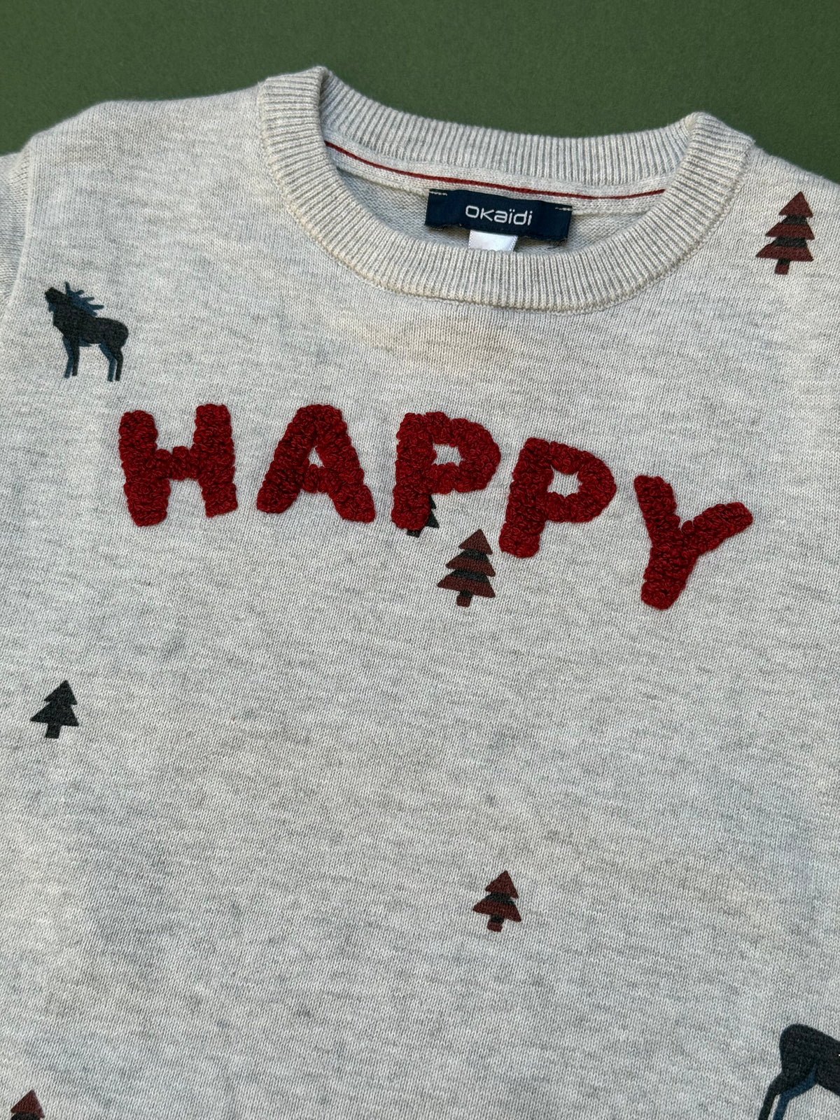Okaidi ‘Happy’ Grey Thin Knitted Jumper in 5 Years