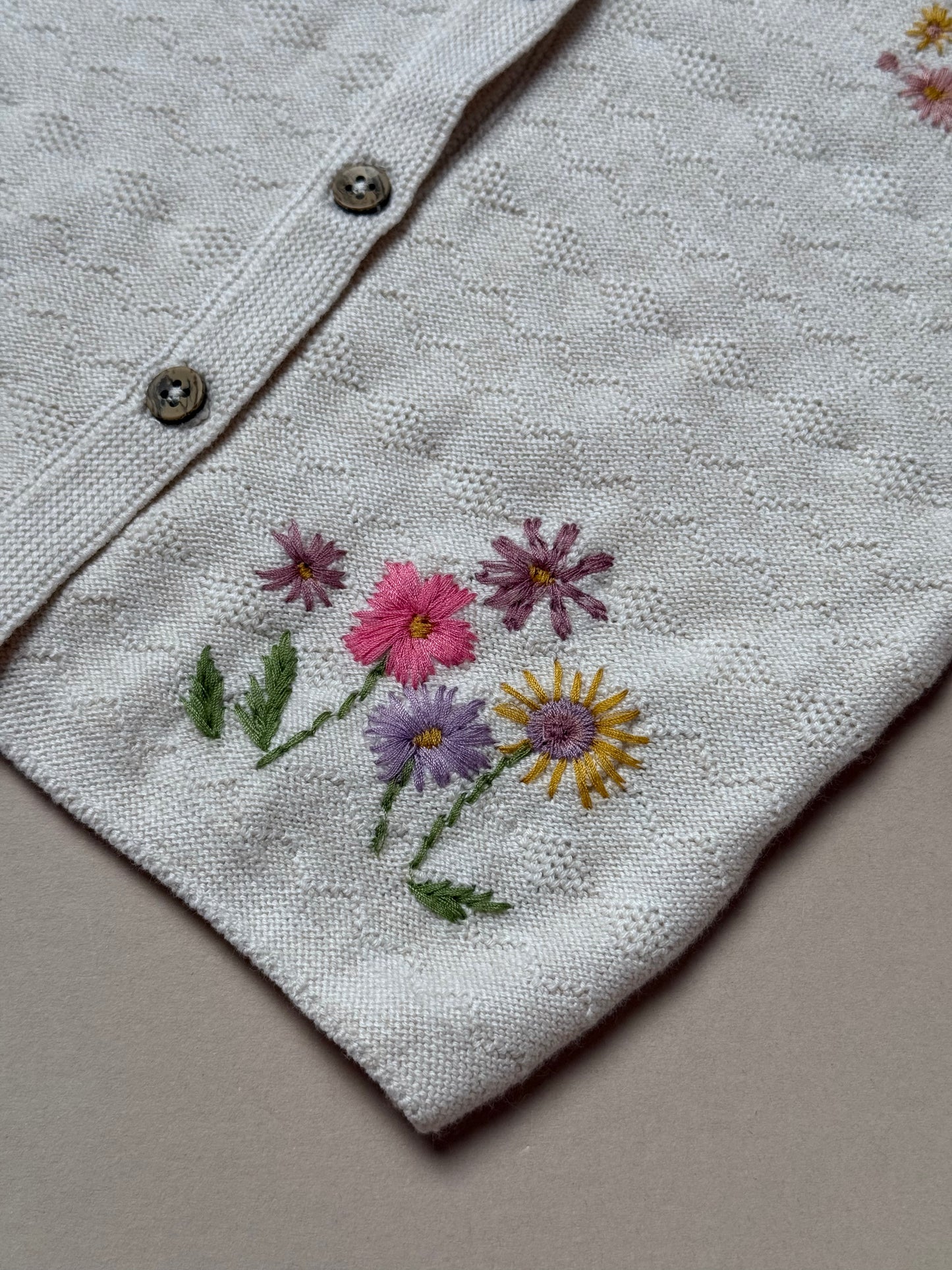 Next Cream Floral Embroidered Knitted Cardigan in 6-9 Months