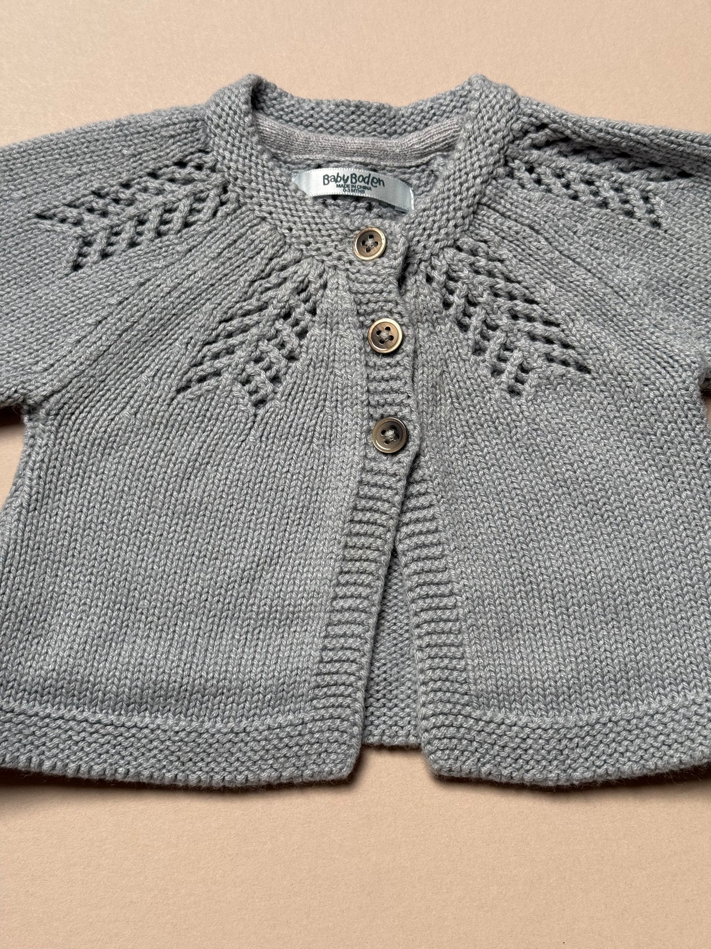 Baby Boden Grey Knitted Cardigan in 0-3 Months
