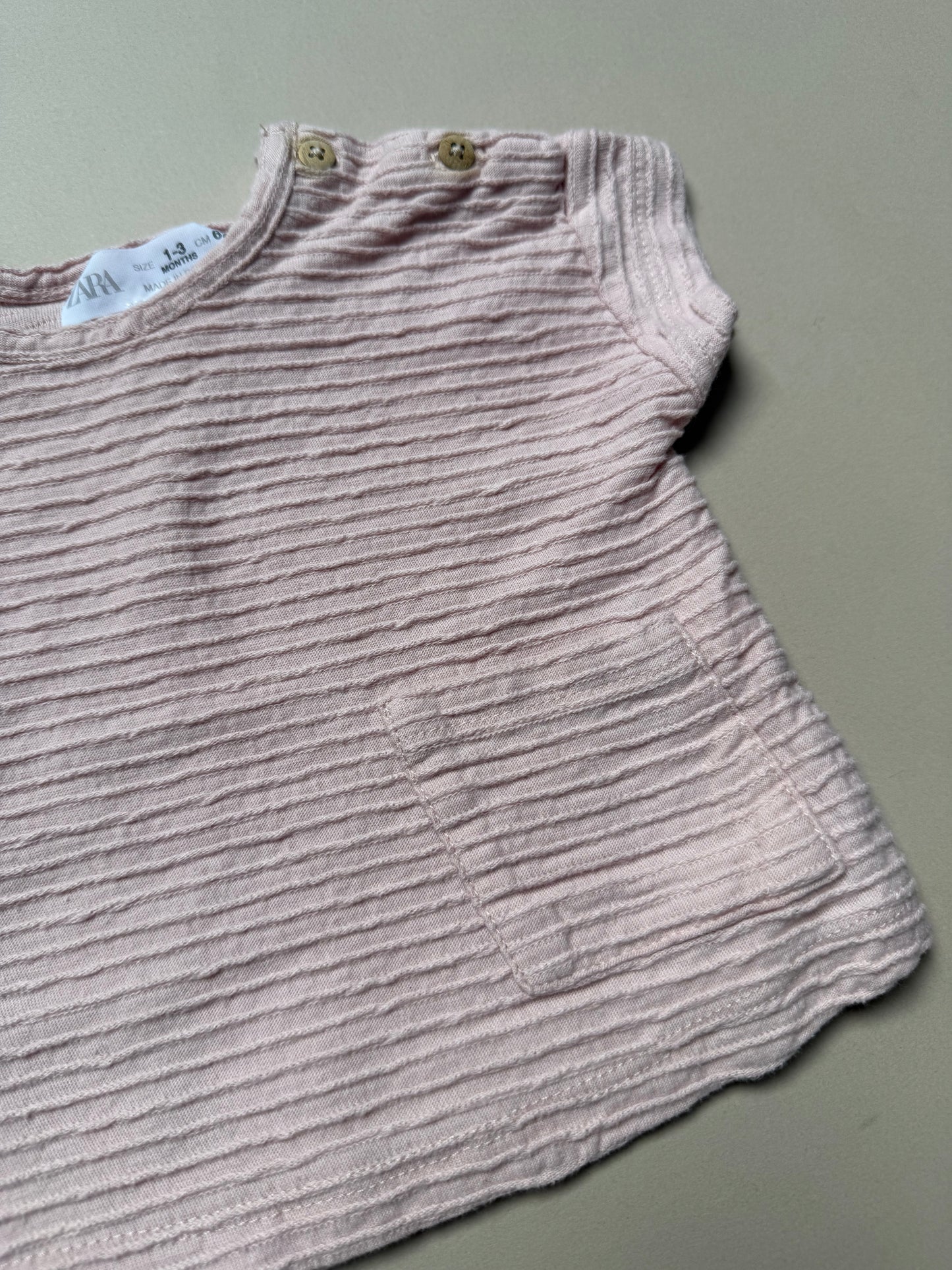 Zara Pink Ribbed Summer Set in 1-3 Months