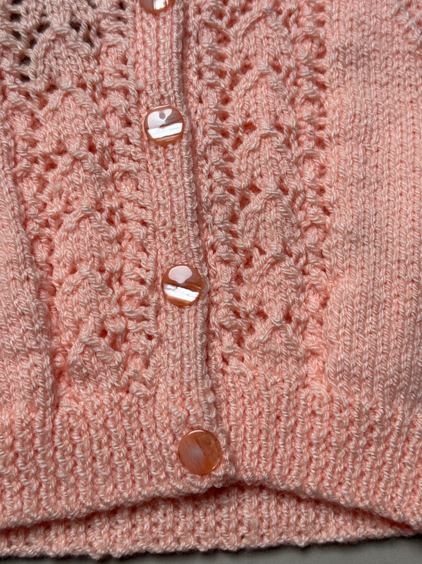 Handknitted Acrylic Peach Cardigan Best Fit 6-9 Months