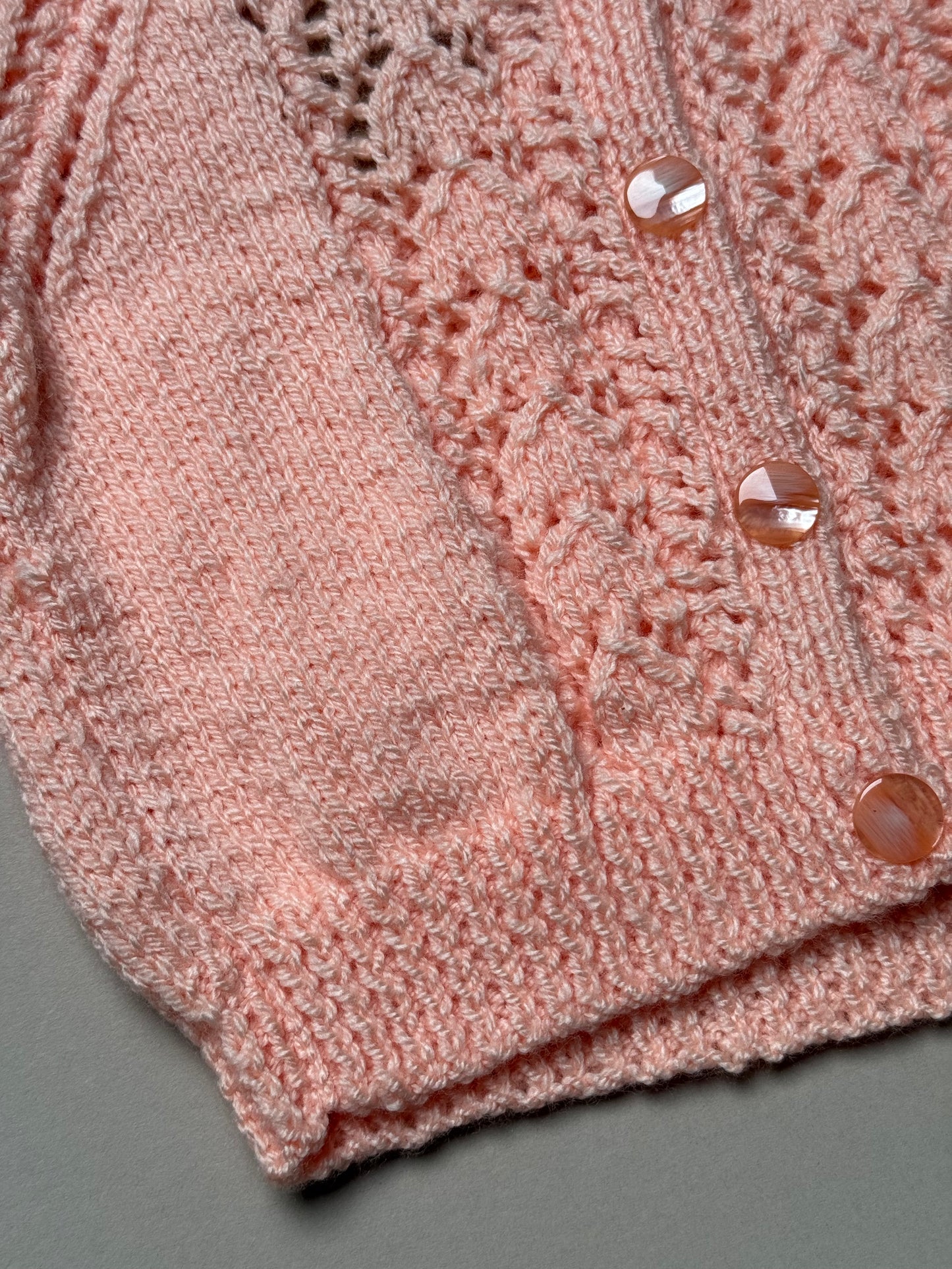 Handknitted Acrylic Peach Cardigan Best Fit 6-9 Months