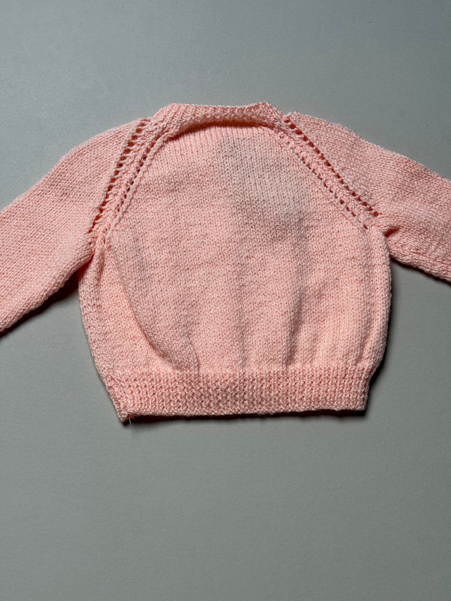 Handknitted Acrylic Peach Cardigan Best Fit 6-9 Months