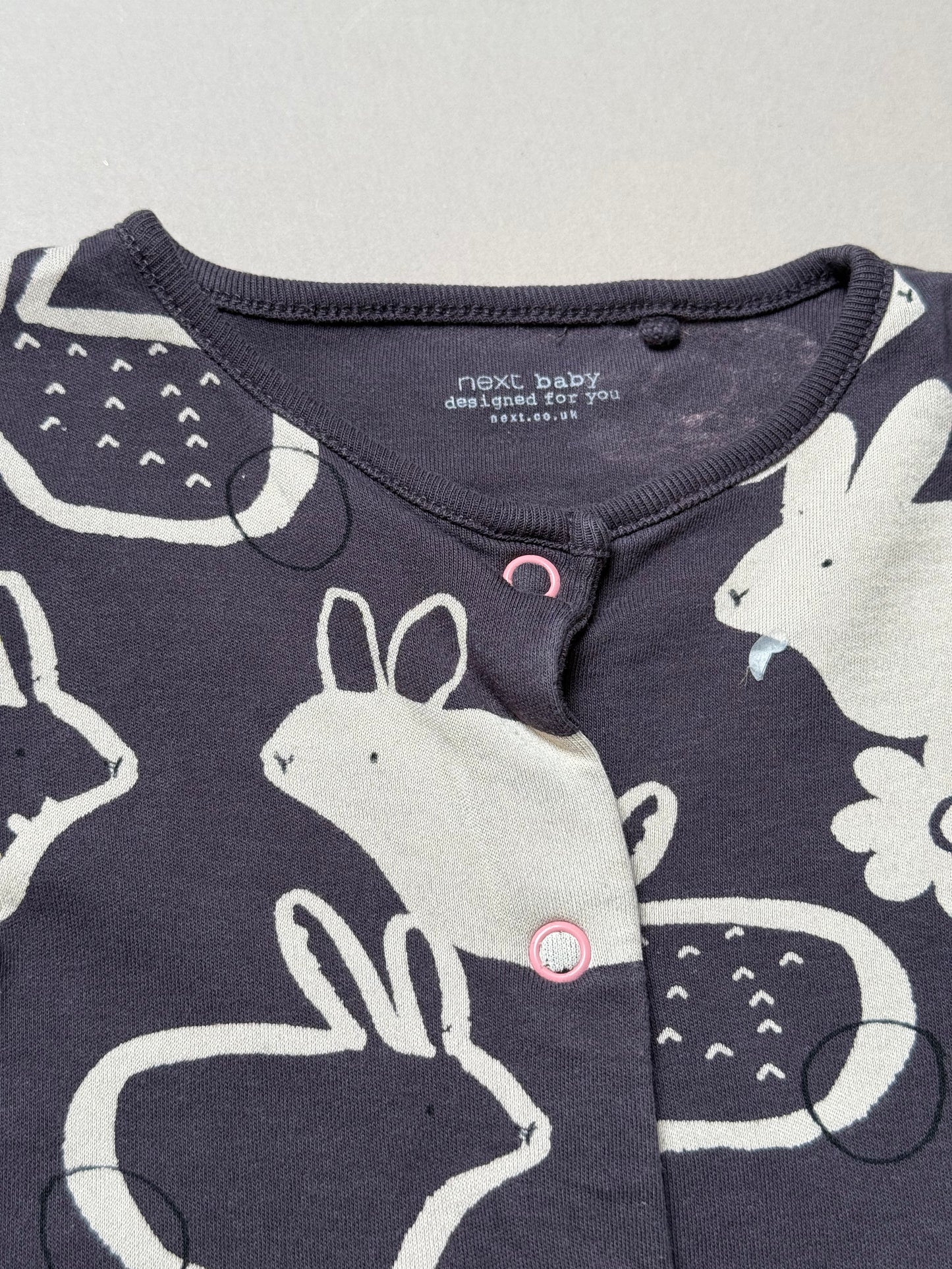 Next Charcoal Grey Bunny Long Sleeved Onesie in 6-9 Months