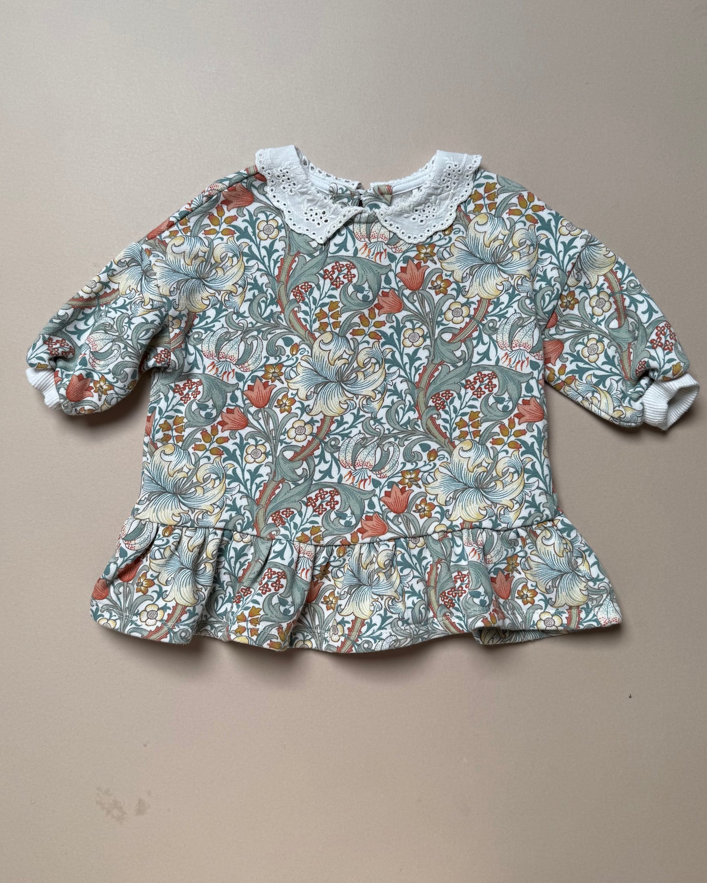 Next x Morris & Co Long Sleeved Printed Sweat Top in 6-9 Months