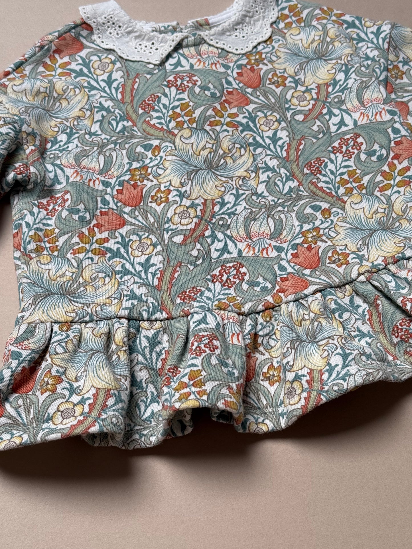 Next x Morris & Co Long Sleeved Printed Sweat Top in 6-9 Months