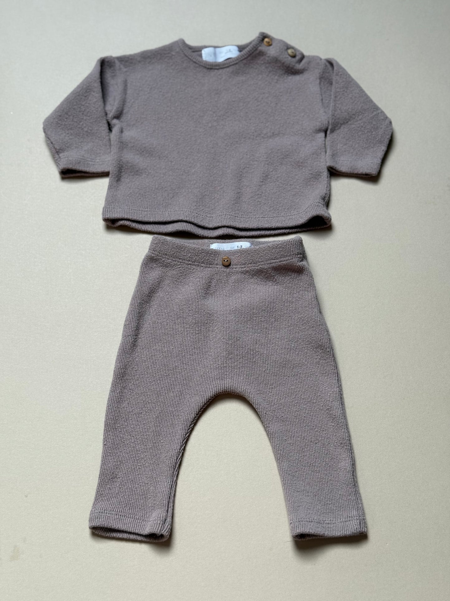 Zara Plum Long Sleeved Top & Legging Set in 1-3 Months