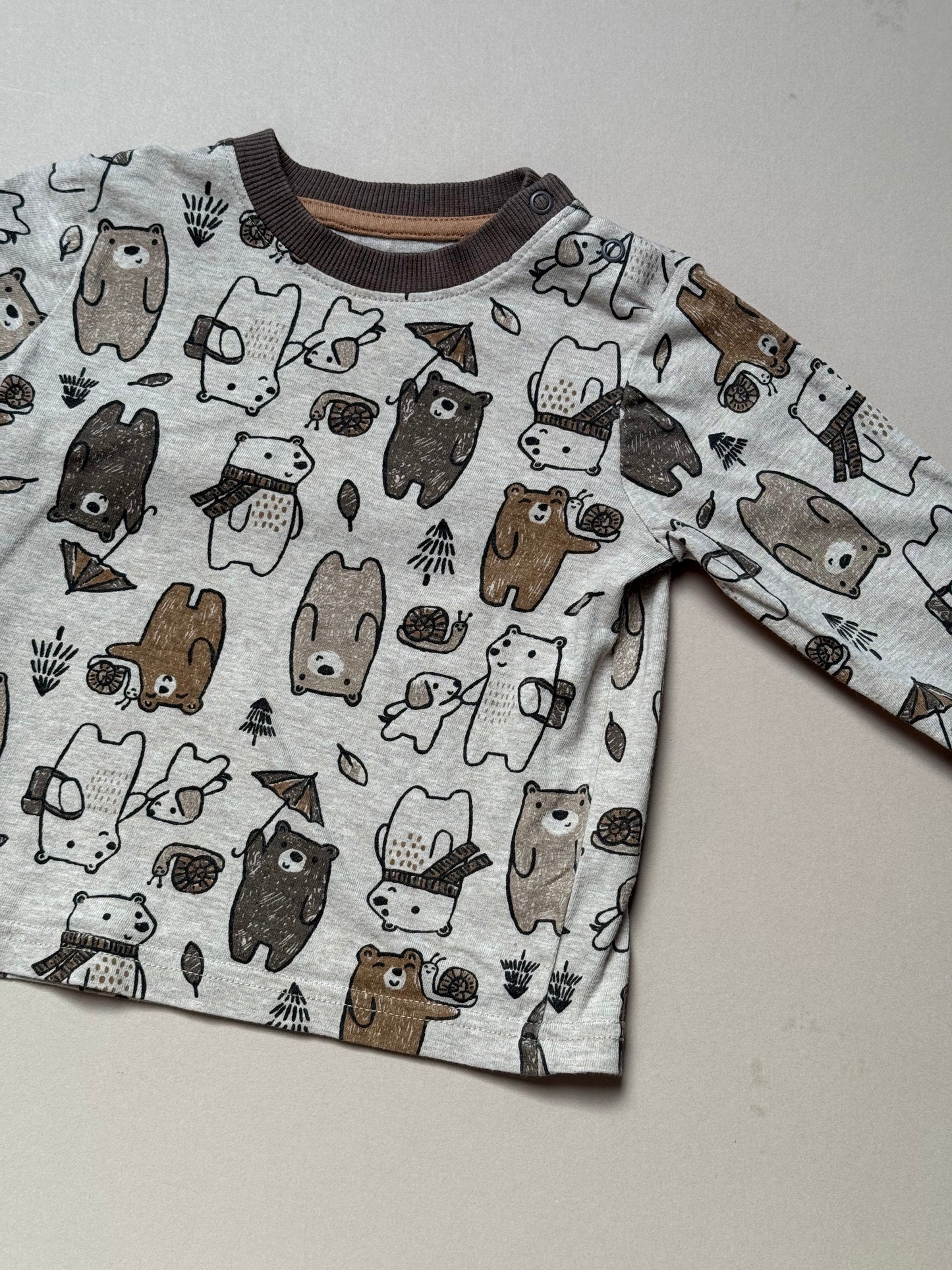 Nutmeg Neutral Bear Long Sleeved Top in 9-12 Months