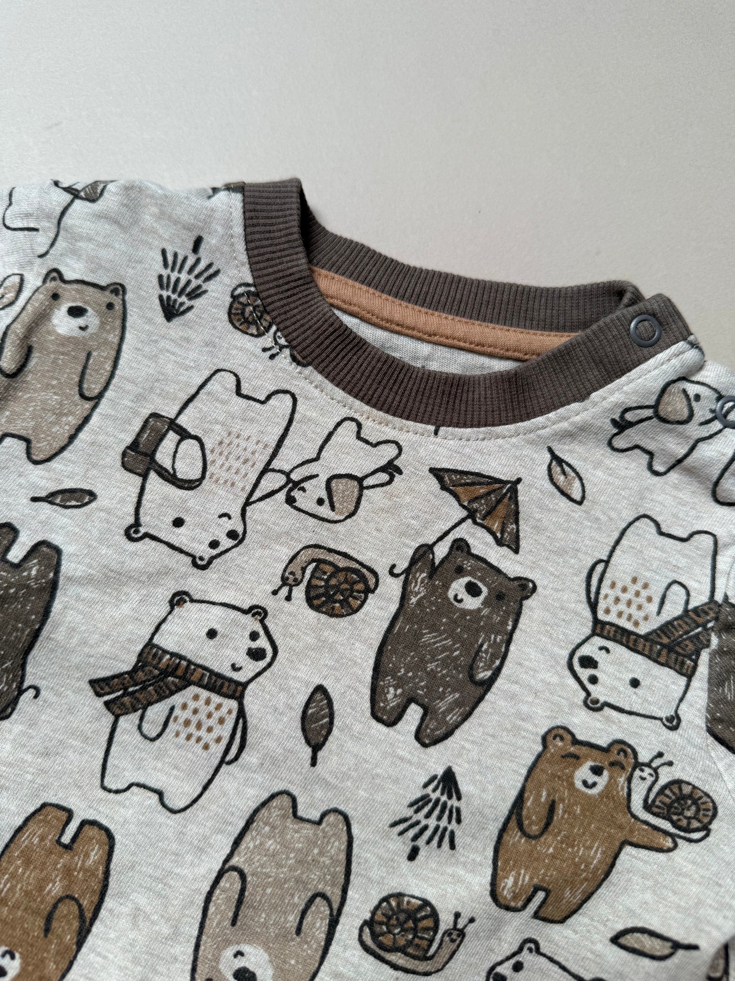 Nutmeg Neutral Bear Long Sleeved Top in 9-12 Months