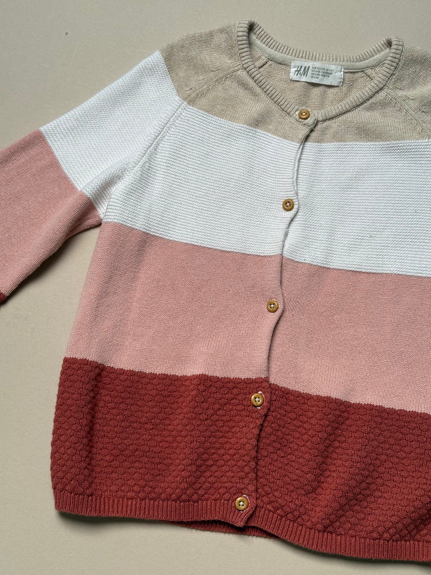 H&M Block Coloured Thin Cardigan in 6-8 Years