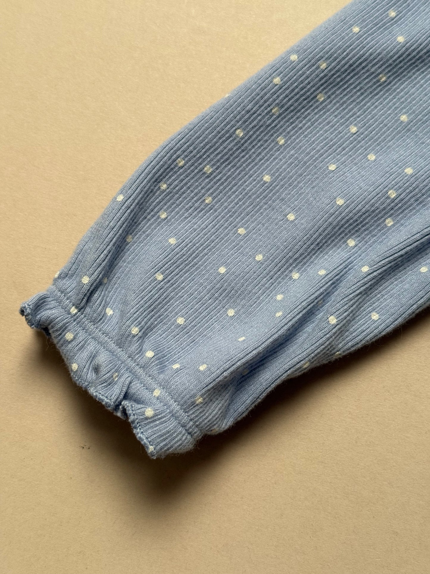 Marks & Spencer Light Blue Polka Dot Long Sleeved Tee in 12-18 Months