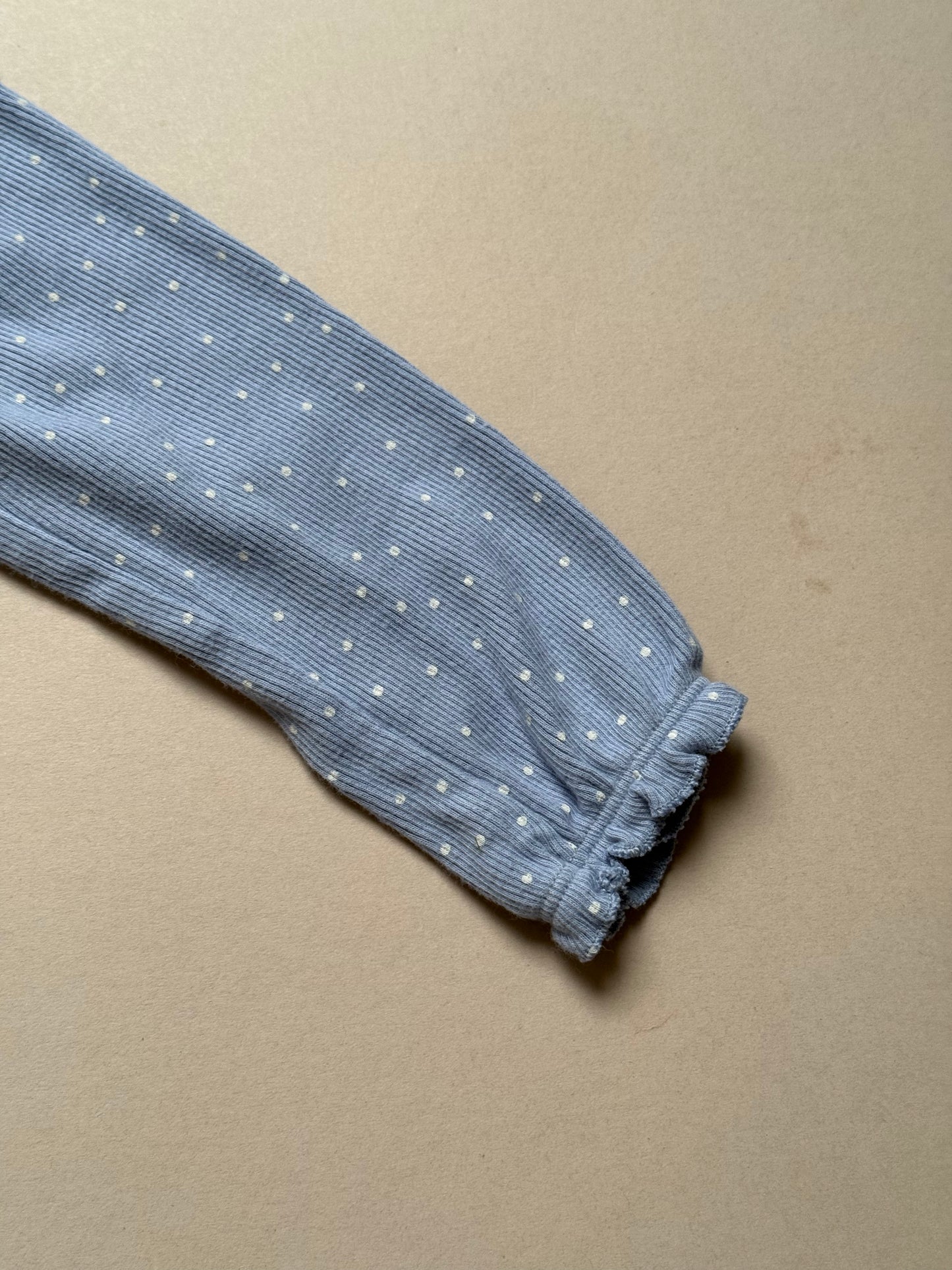 Marks & Spencer Light Blue Polka Dot Long Sleeved Tee in 12-18 Months