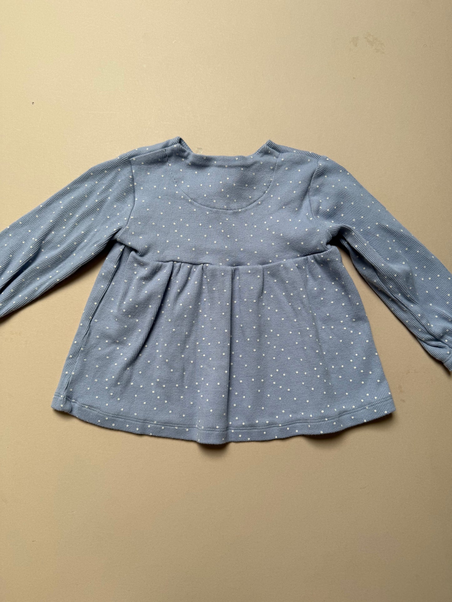 Marks & Spencer Light Blue Polka Dot Long Sleeved Tee in 12-18 Months