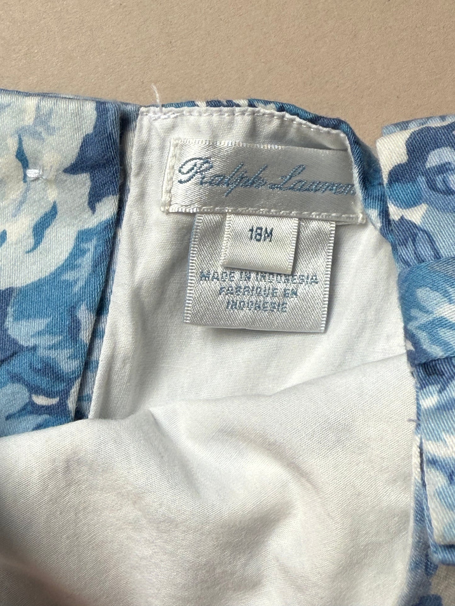 Ralph Lauren Blue Floral Cotton Summer Dress in 18 Months