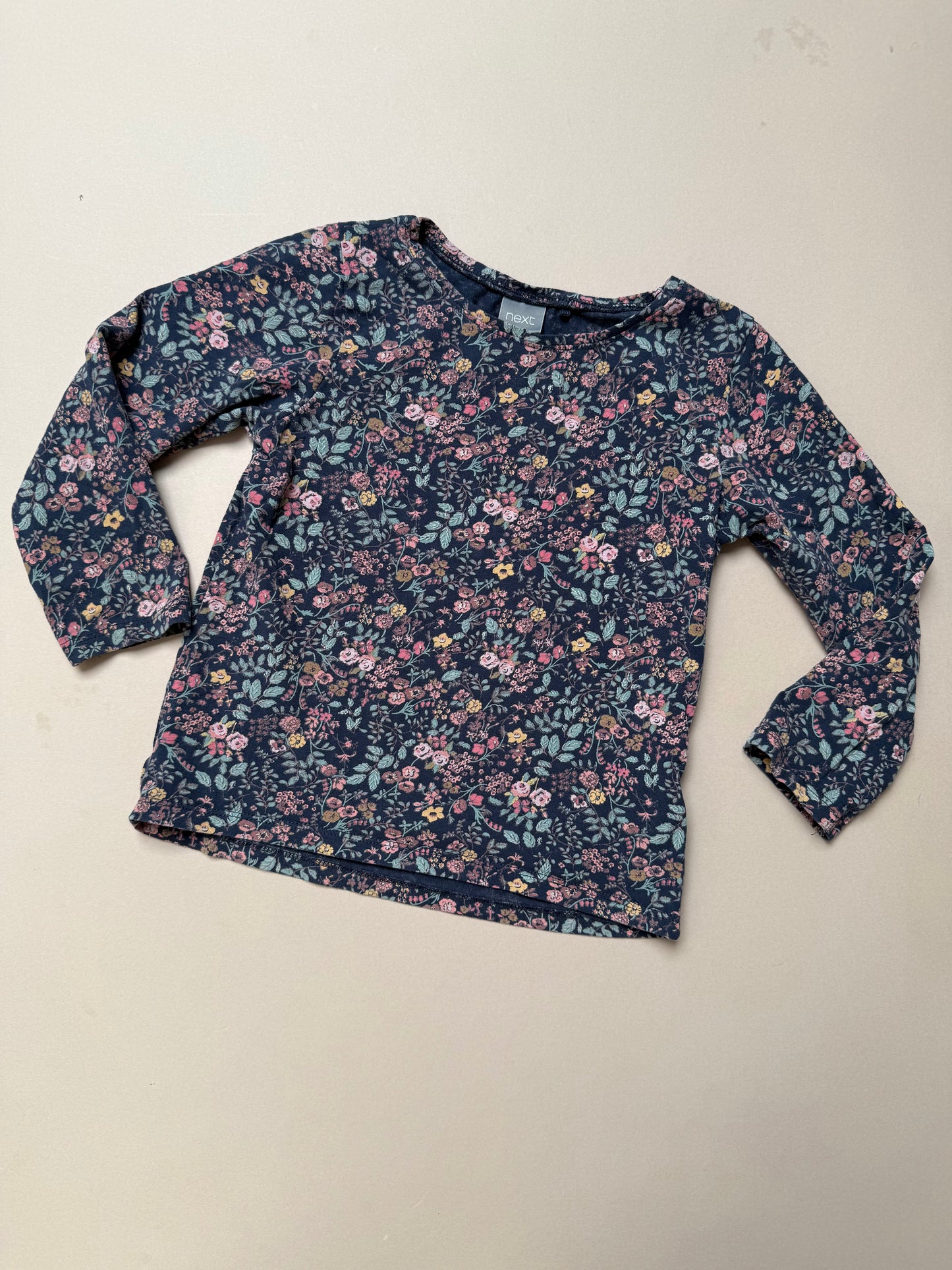 Next Dark Floral Long Sleeved Tee in 2-3 Years