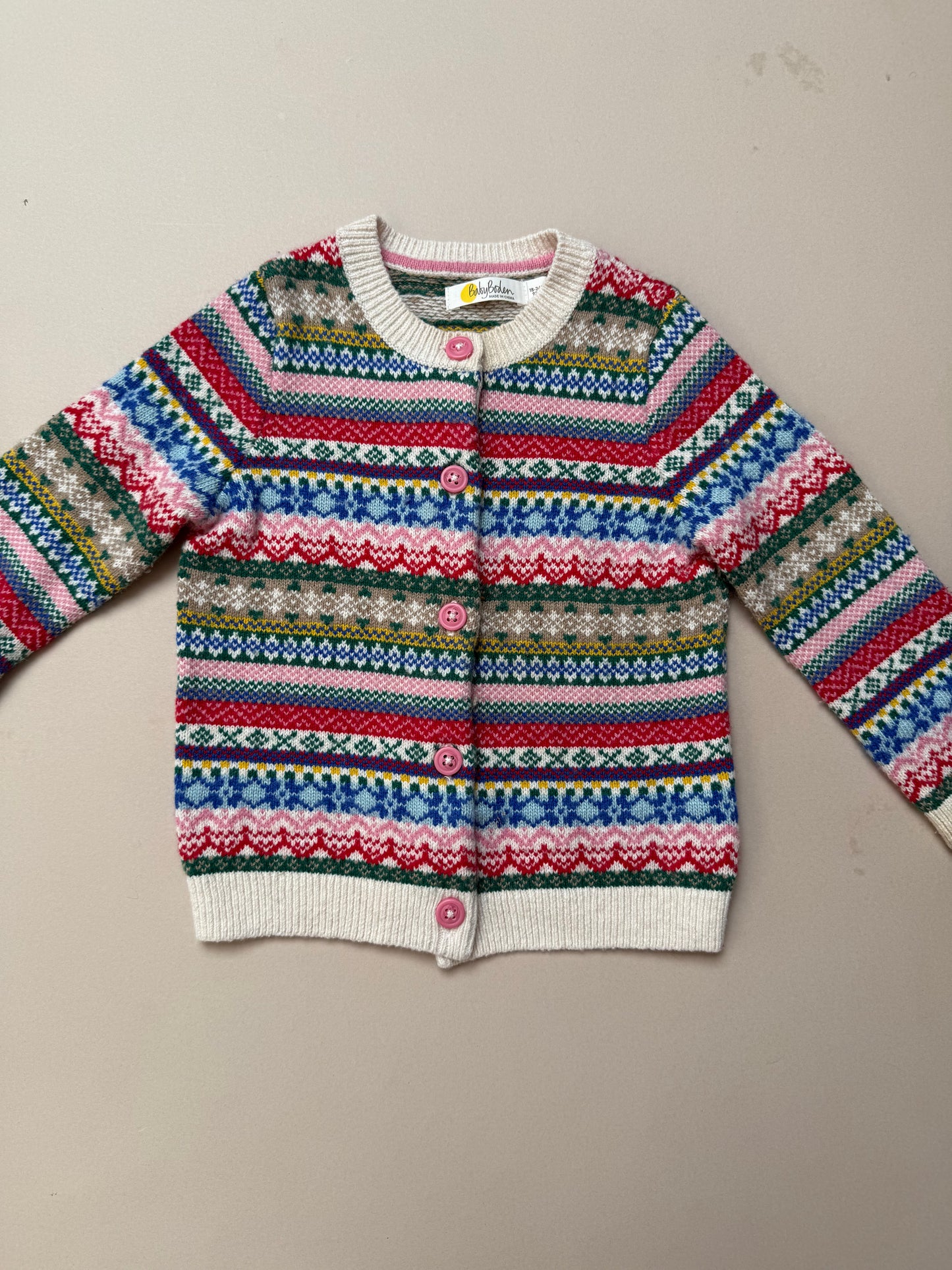 Boden Fairisle Knitted Cardigan in 18-24 Months