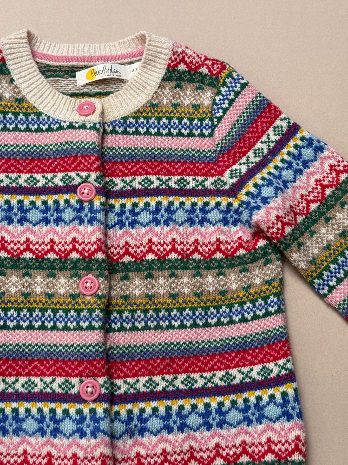 Boden Fairisle Knitted Cardigan in 18-24 Months