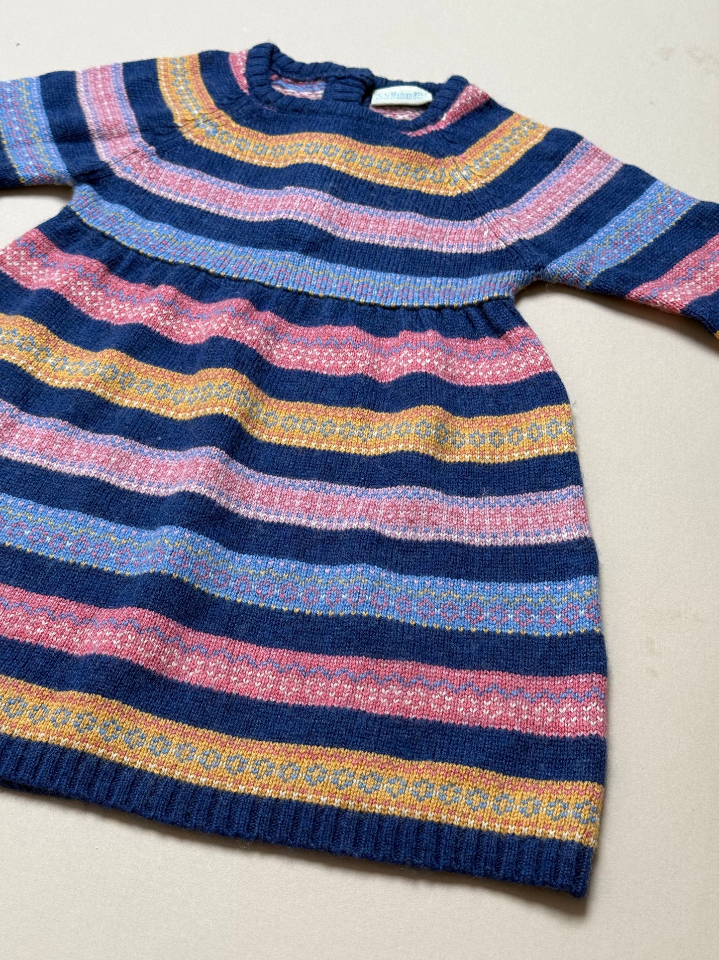 JoJo Maman Bebe Knitted Fairisle Jumper Dress in 12-18 Months