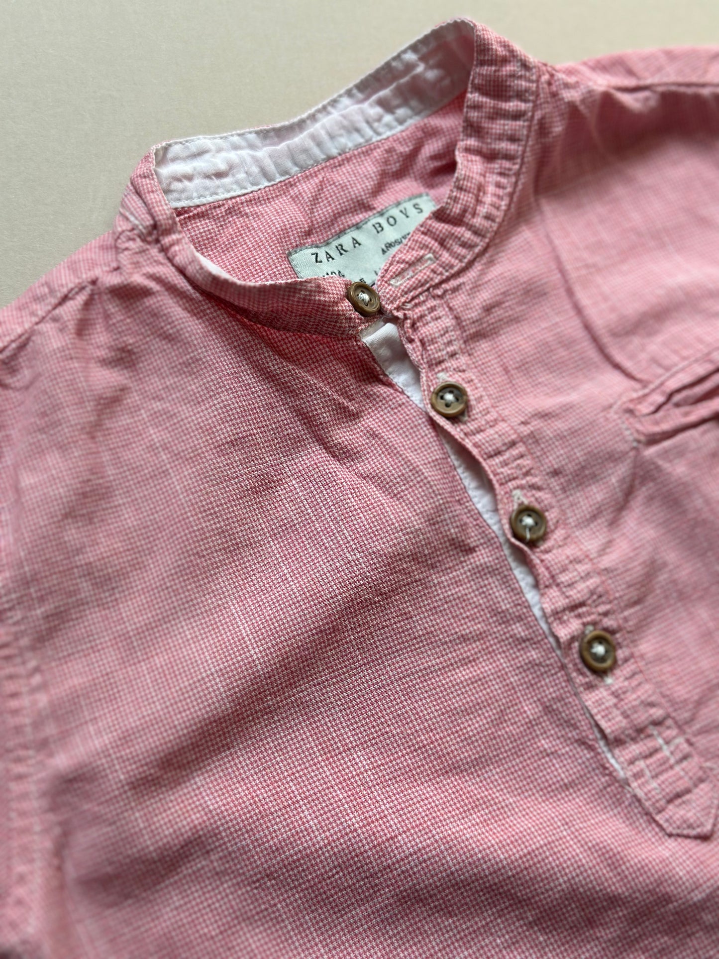 Zara Red Thin Checked Short Sleeved Shirt in 3-4 Years