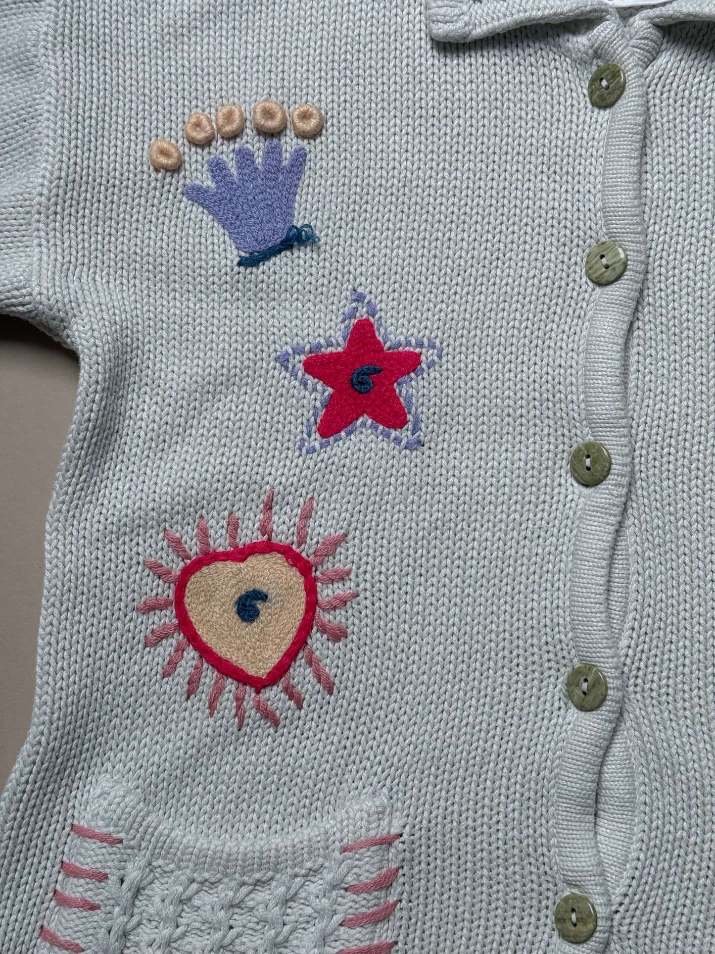 Vintage Ladybird Embroidered Collared Cardigan in 7-8 years