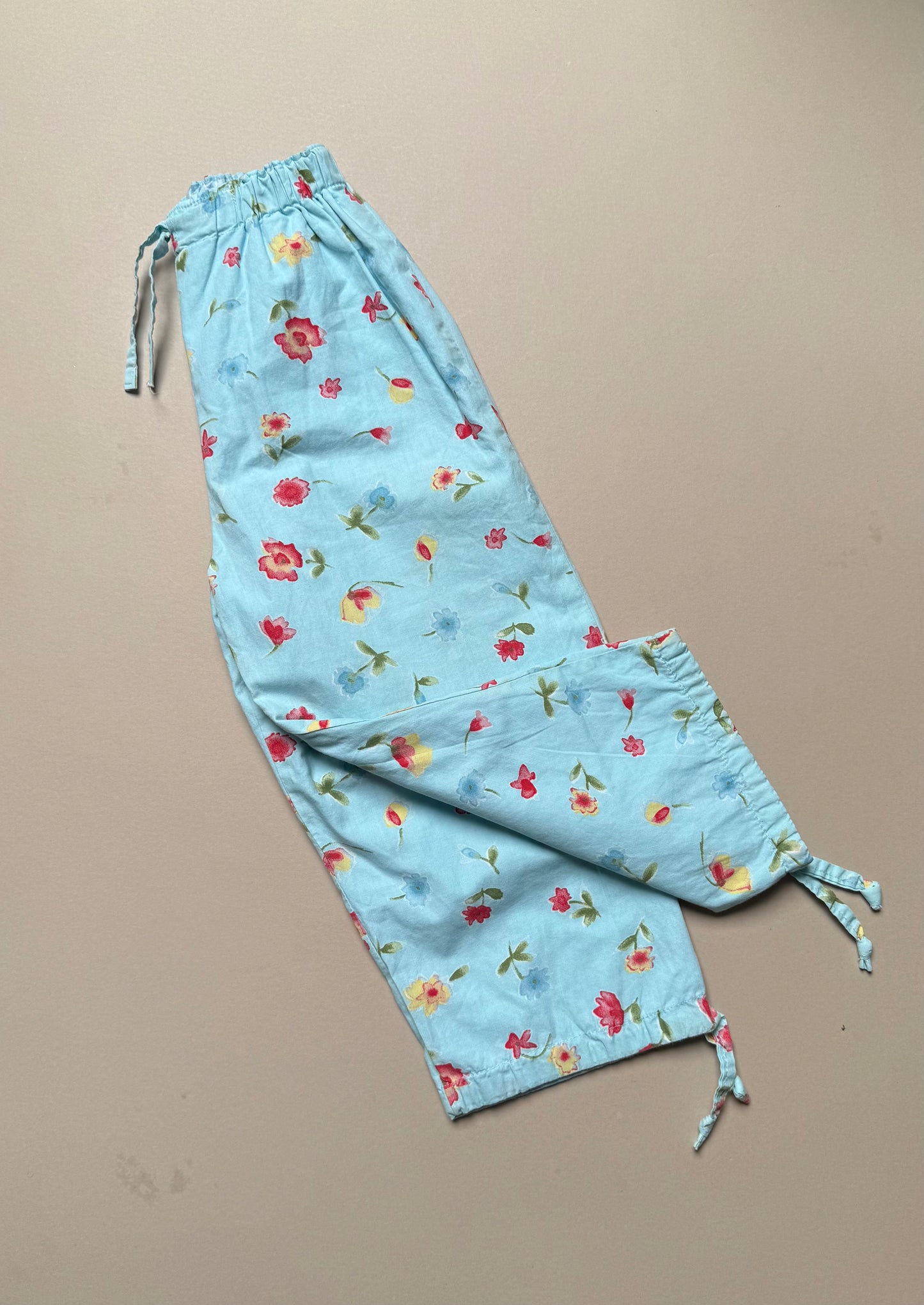 Reversible Light Blue Cotton Floral & Gingham Trosuers