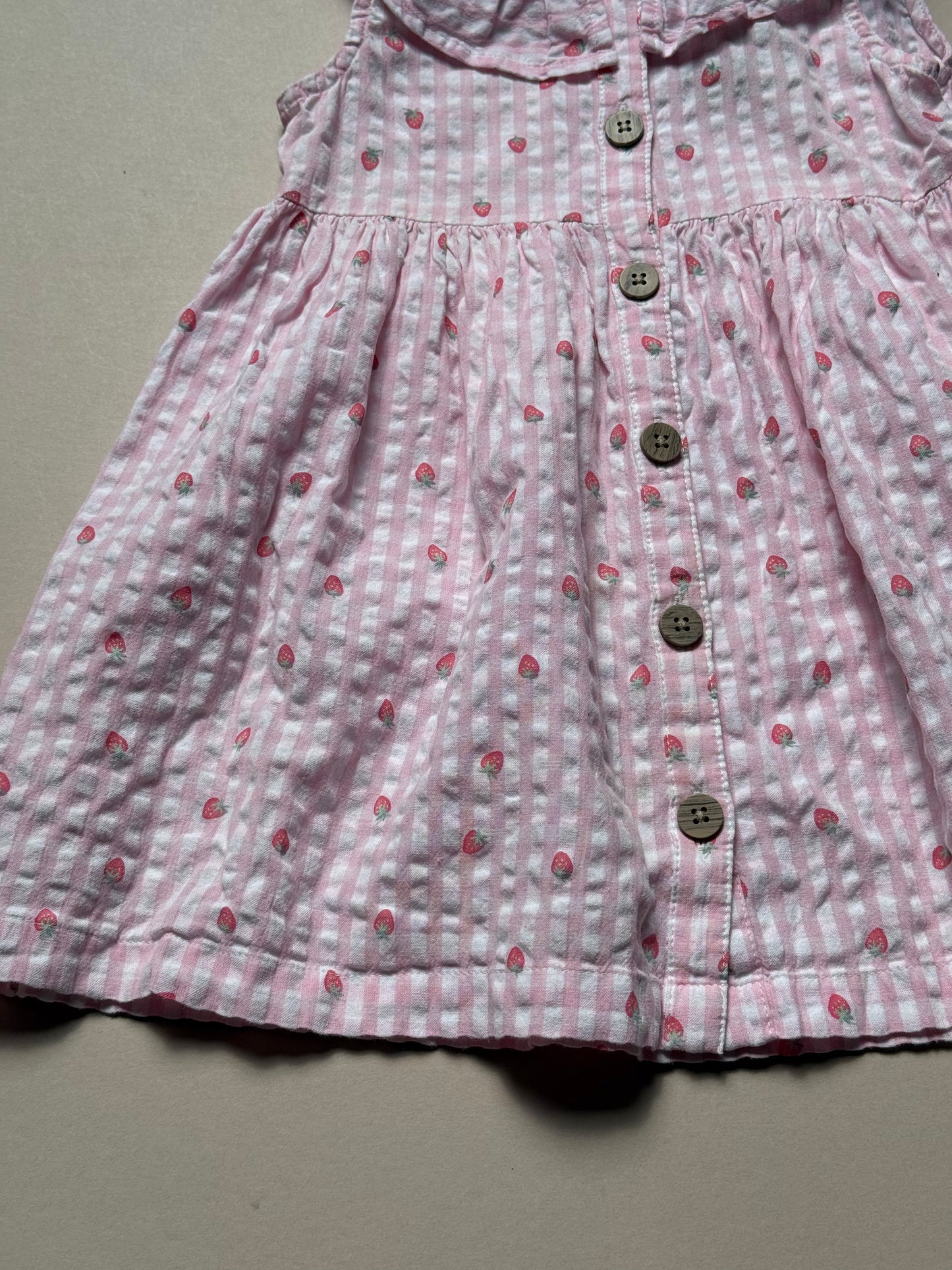 Next Strawberry Printed Pink & White Gingham Summer Dress in 2-3 Years