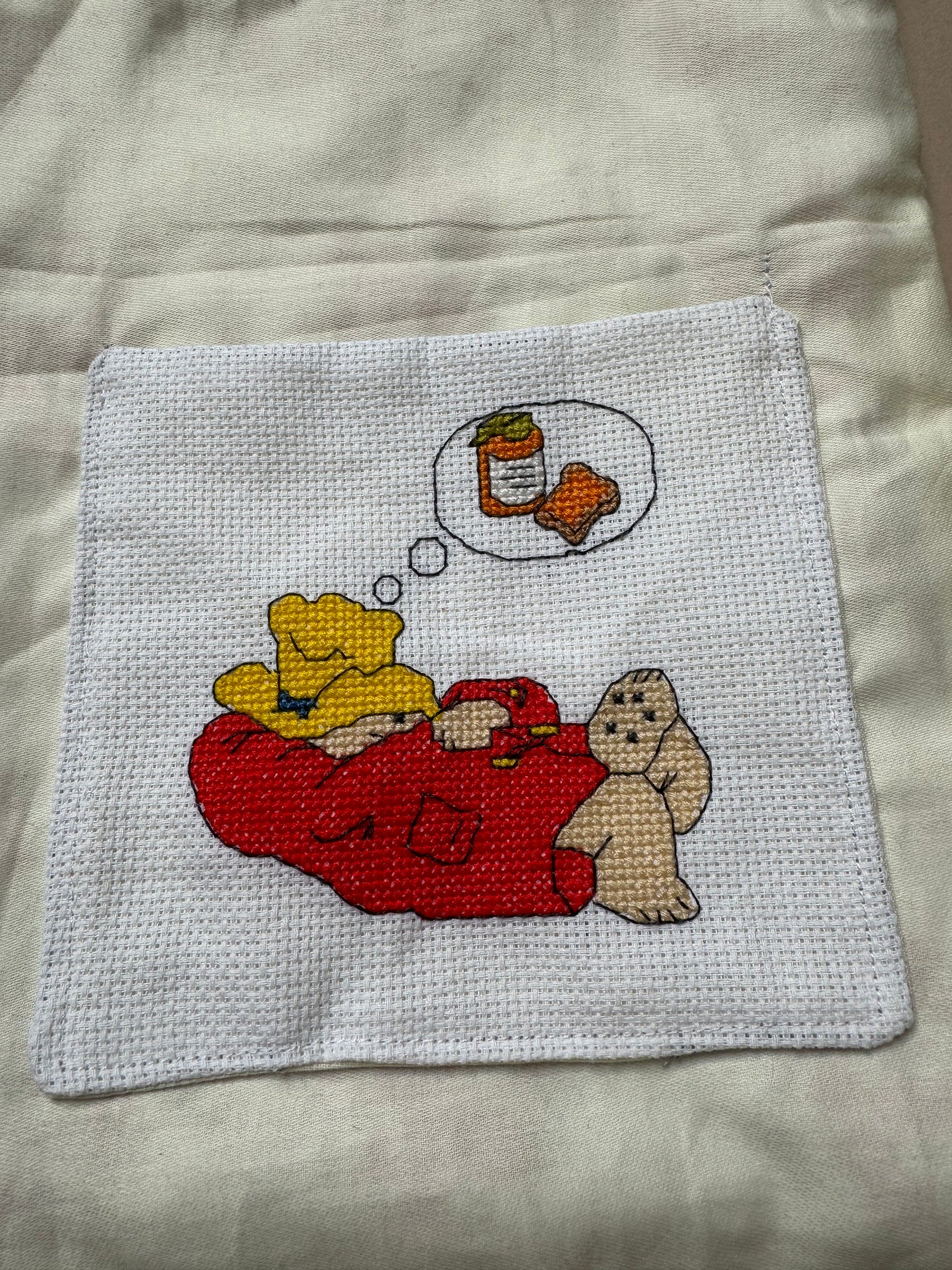 Handmade Paddington Cross Stitched Bag