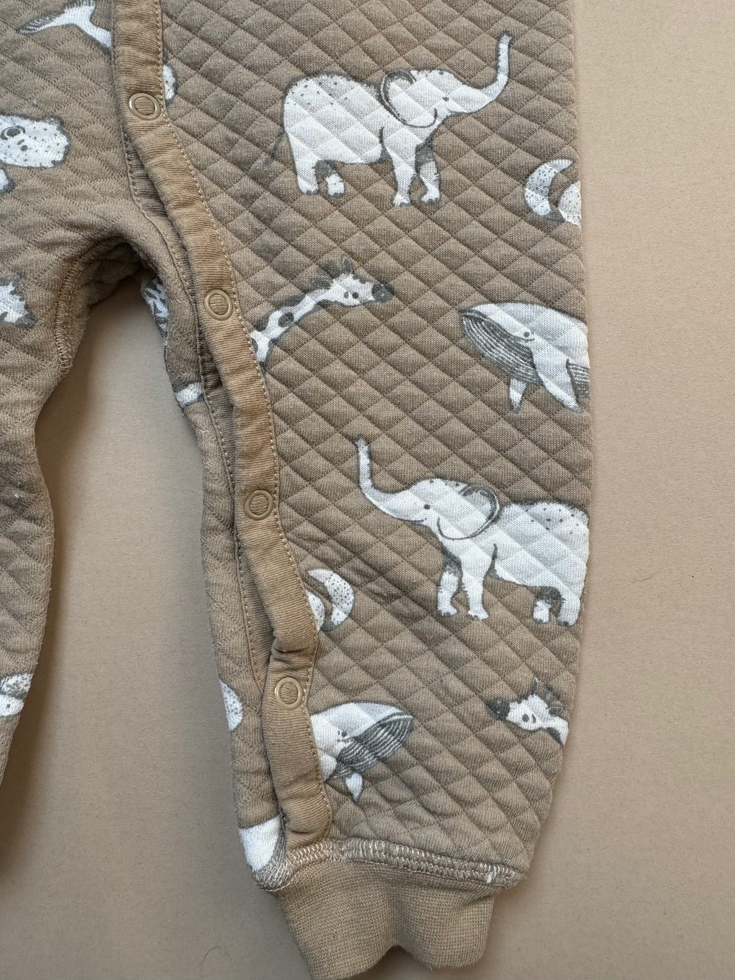 H&M Quilted Neutral Animal Printed Long Sleeved Onesie in 6-9 Months