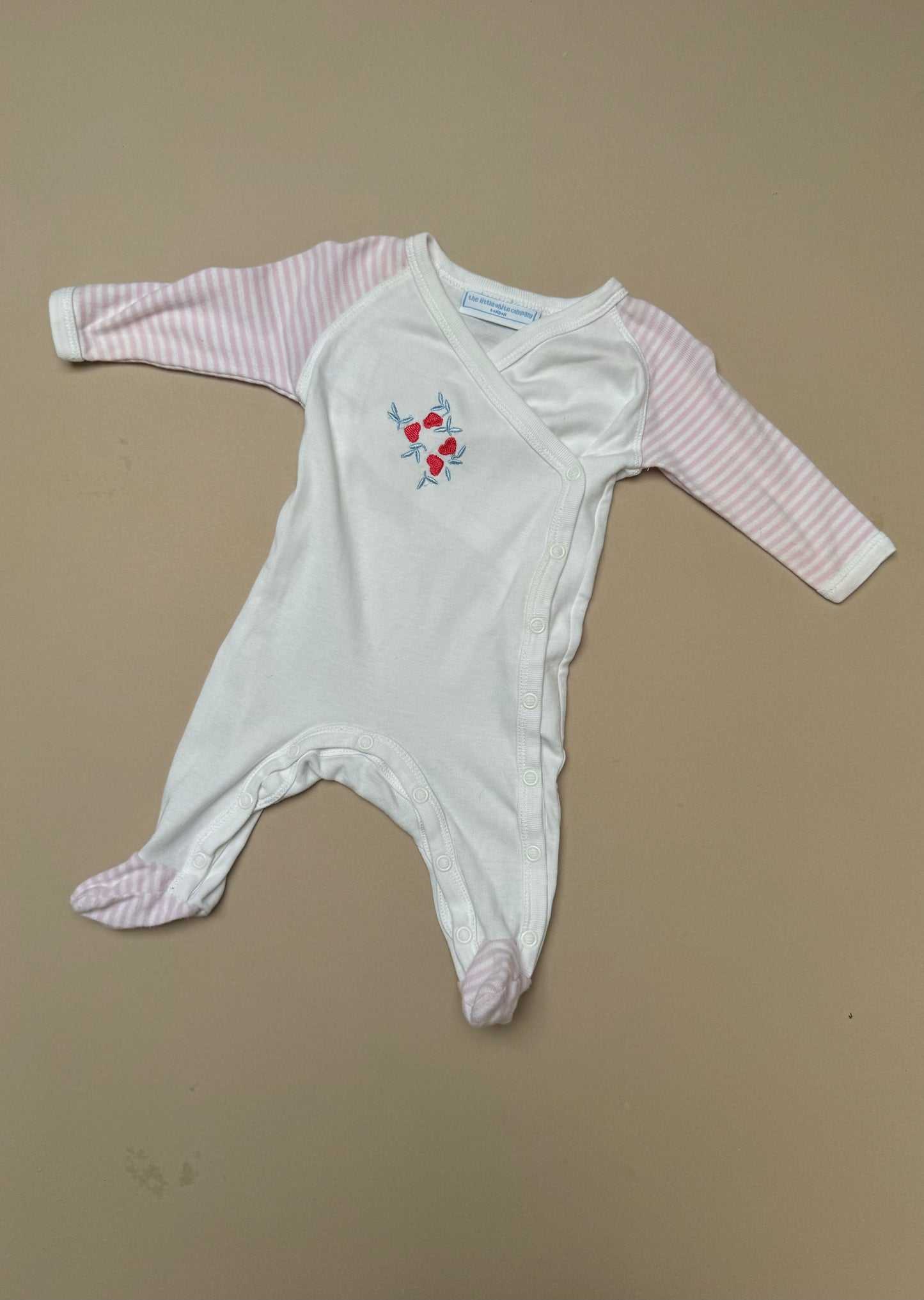 The Little White Company Wrap Over Long Sleeved Onesie in 0-3 Months