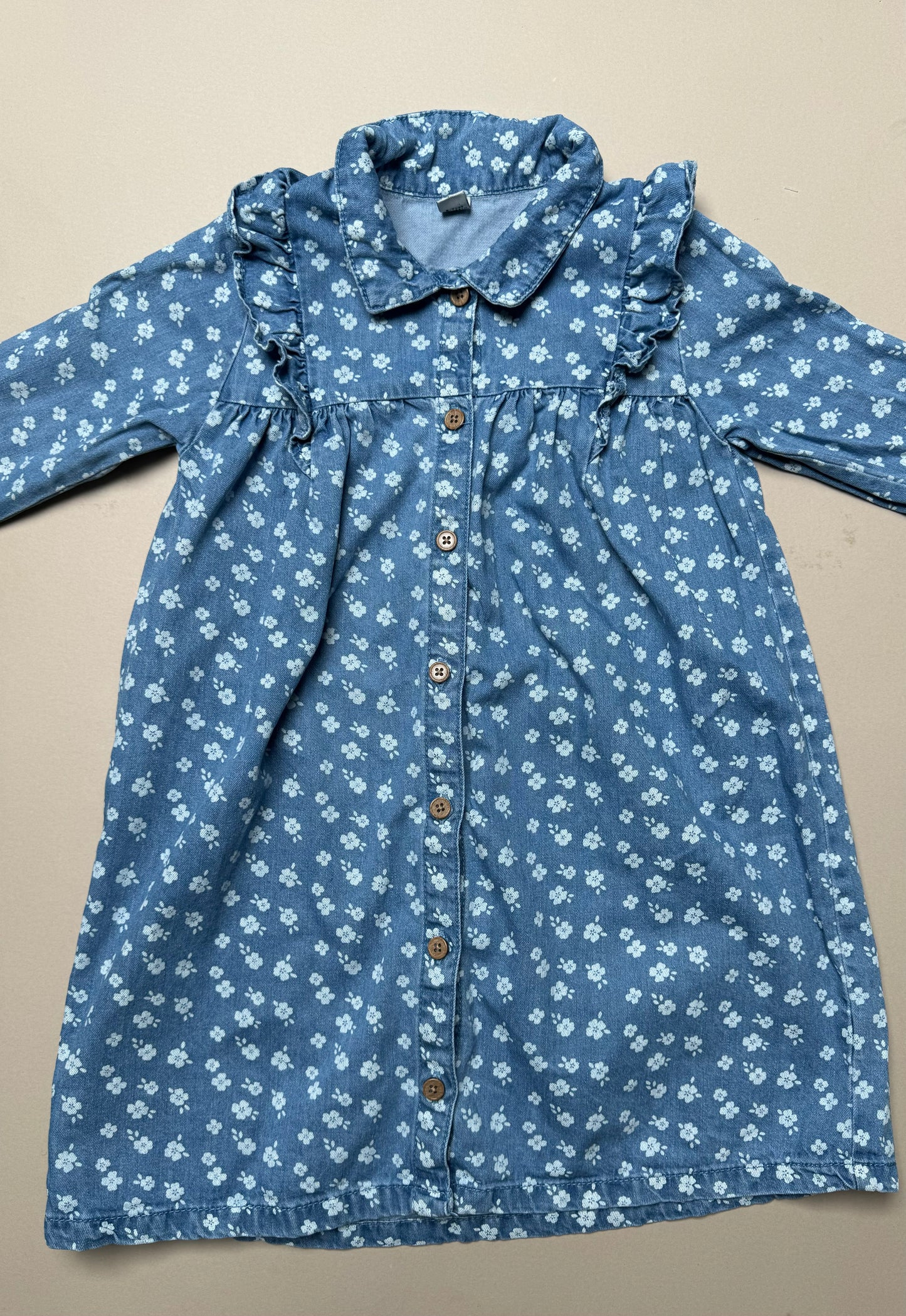 TU Denim Floral Printed Long Sleeved Dress in 6-7 Years