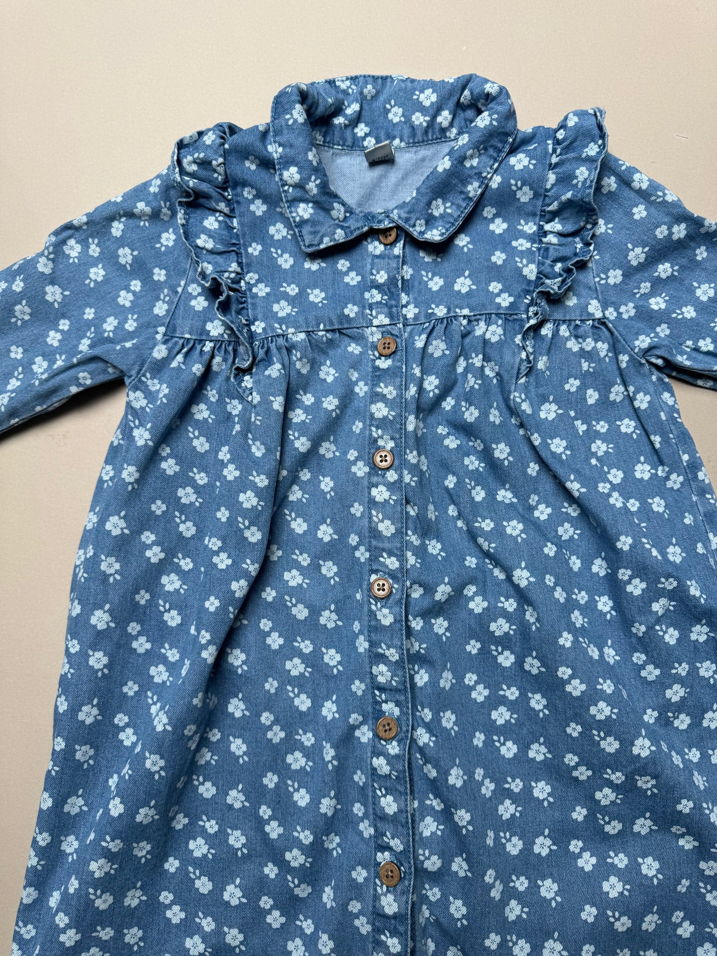 TU Denim Floral Printed Long Sleeved Dress in 6-7 Years