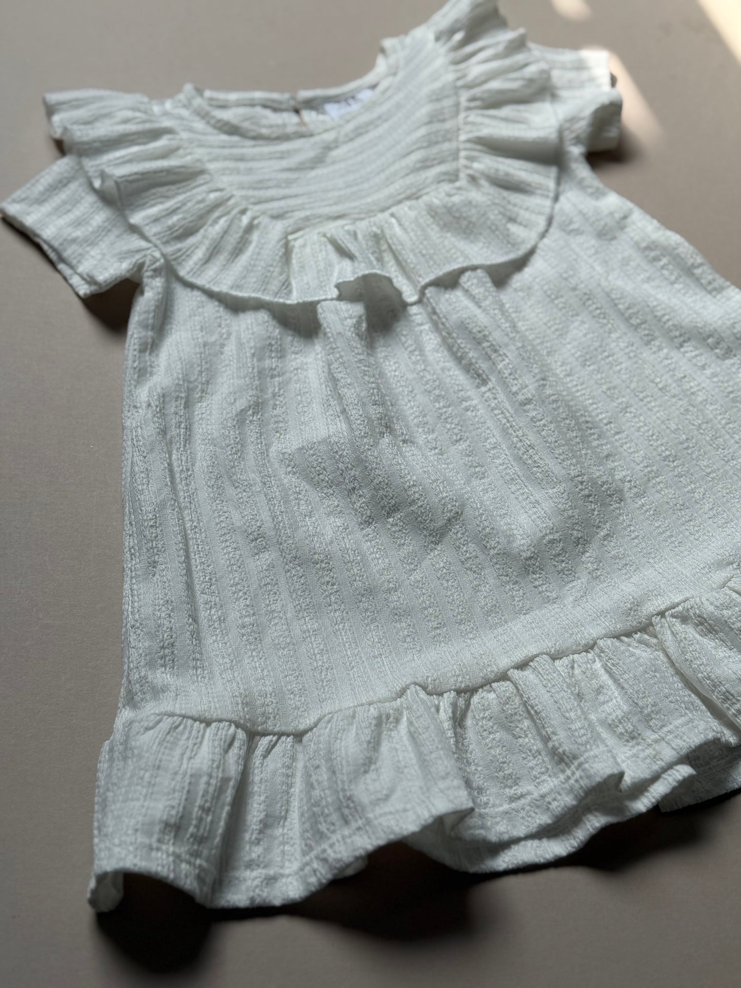 Zara White Ruffled Summer Dress in 2-3 Years