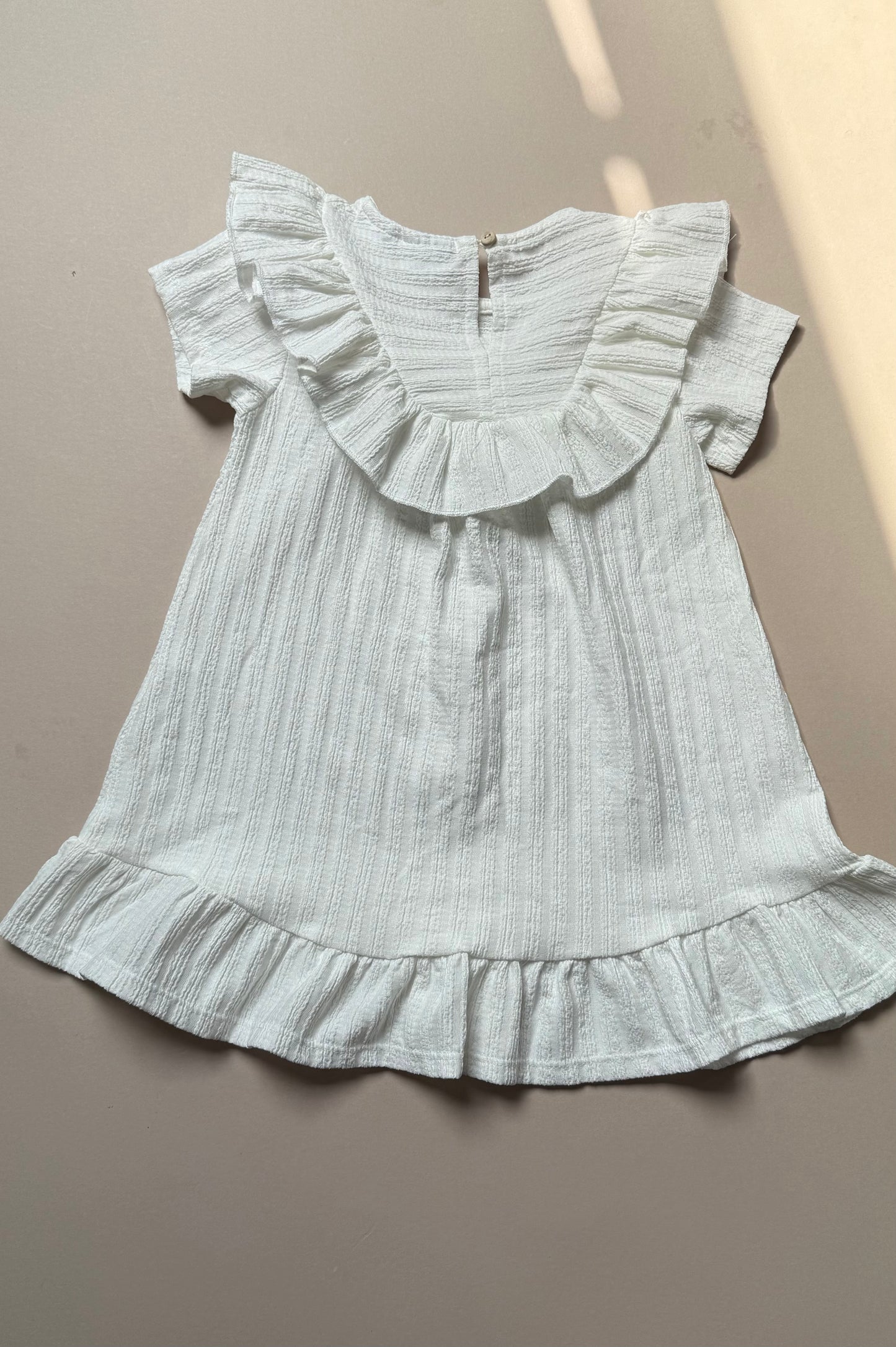 Zara White Ruffled Summer Dress in 2-3 Years