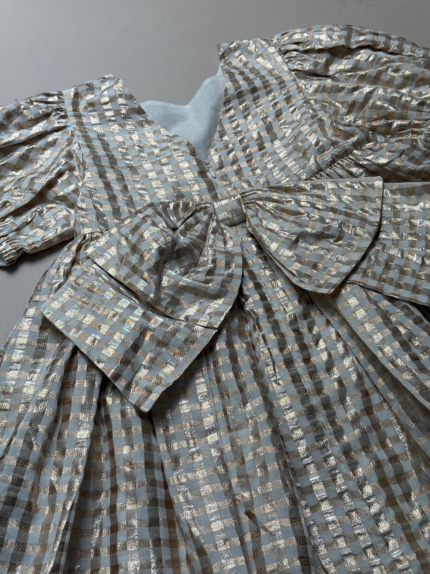 Marks & Spencer Glitter Gold Gingham Party Dress in 6-7 Years
