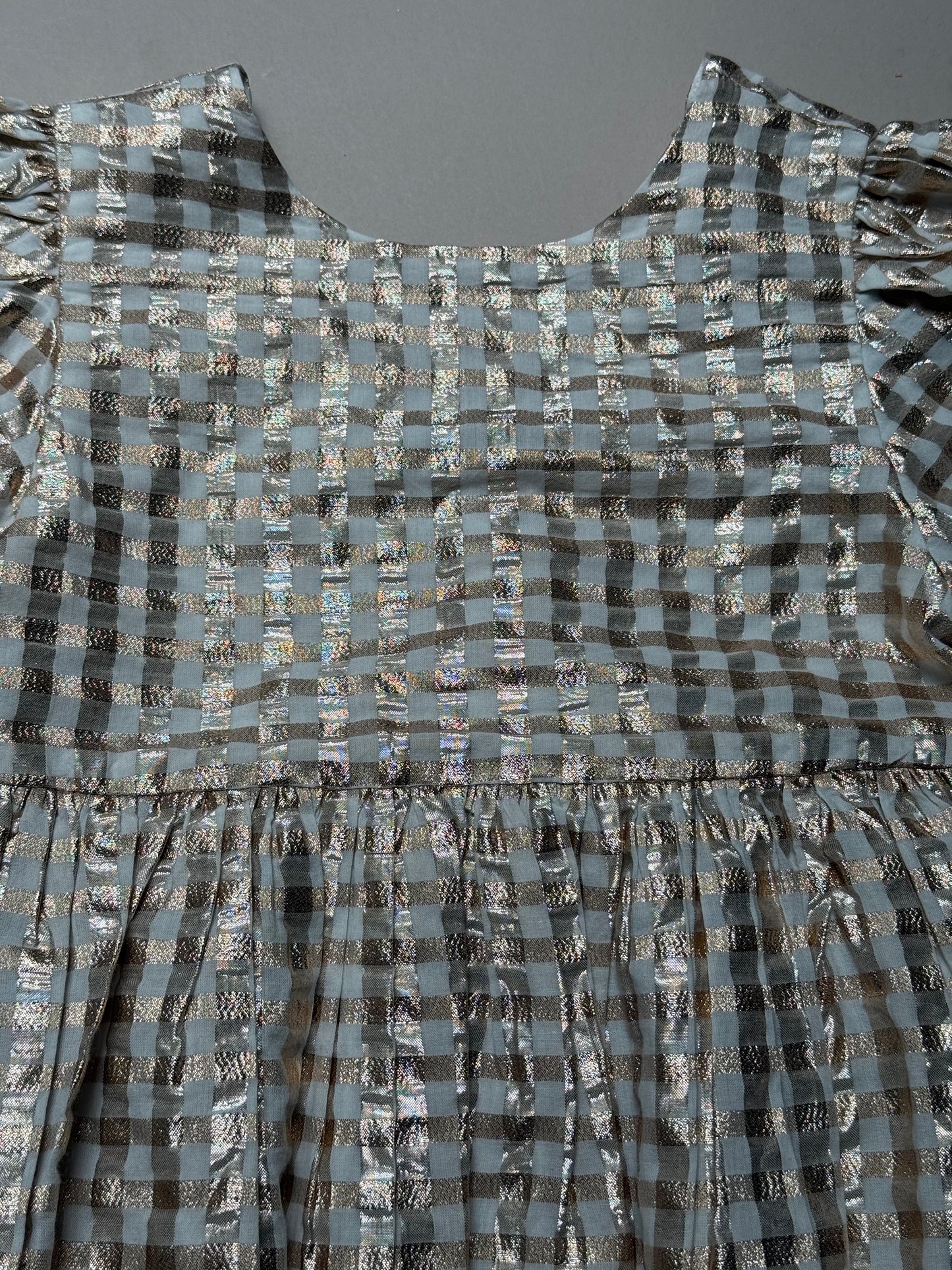 Marks & Spencer Glitter Gold Gingham Party Dress in 6-7 Years