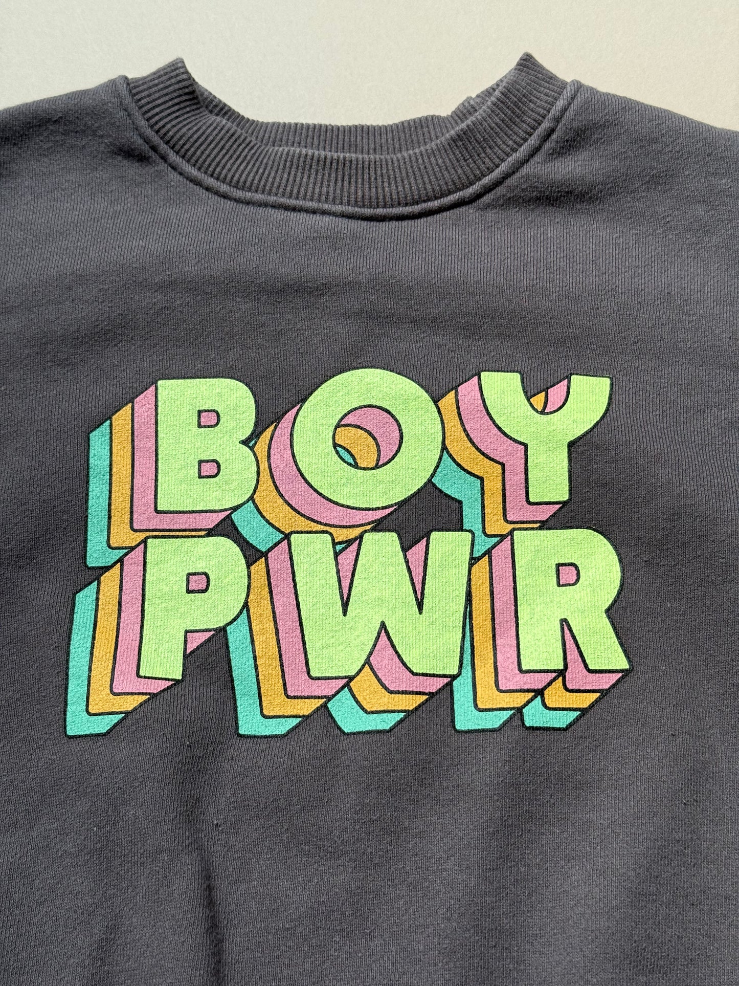 Curious Child Boy Pwr Slogan Sweat Top in Size S