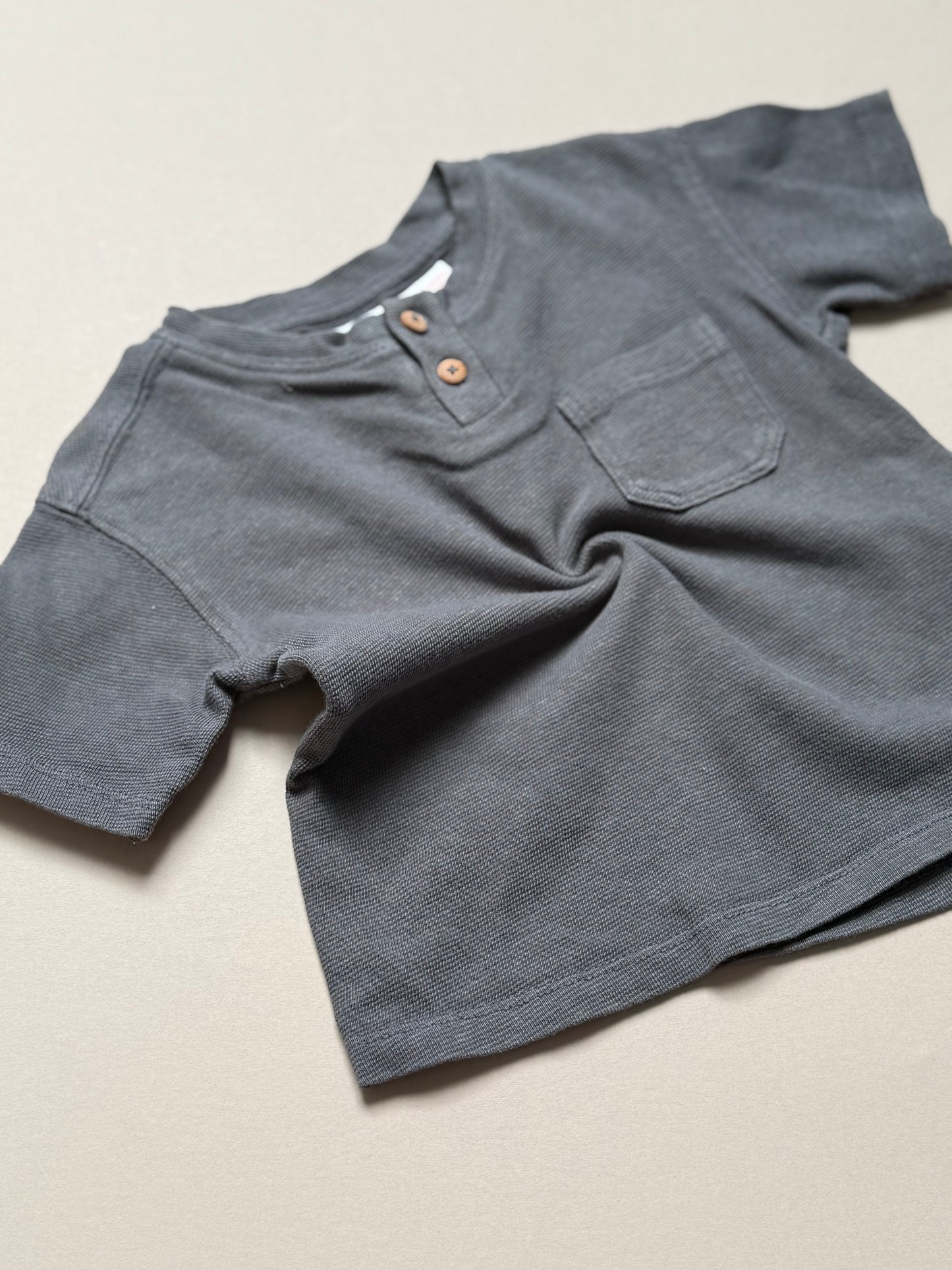 Zara Charcoal Grey Textured T-Shirt in 12-18 Months