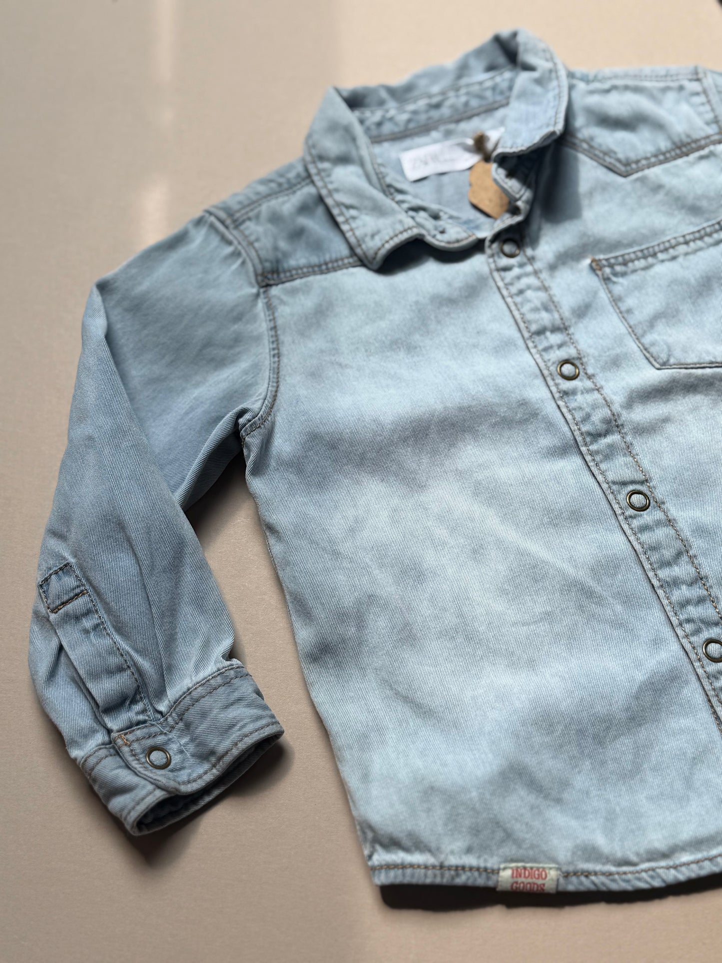 Zara Light Denim Shirt in 12-18 Months