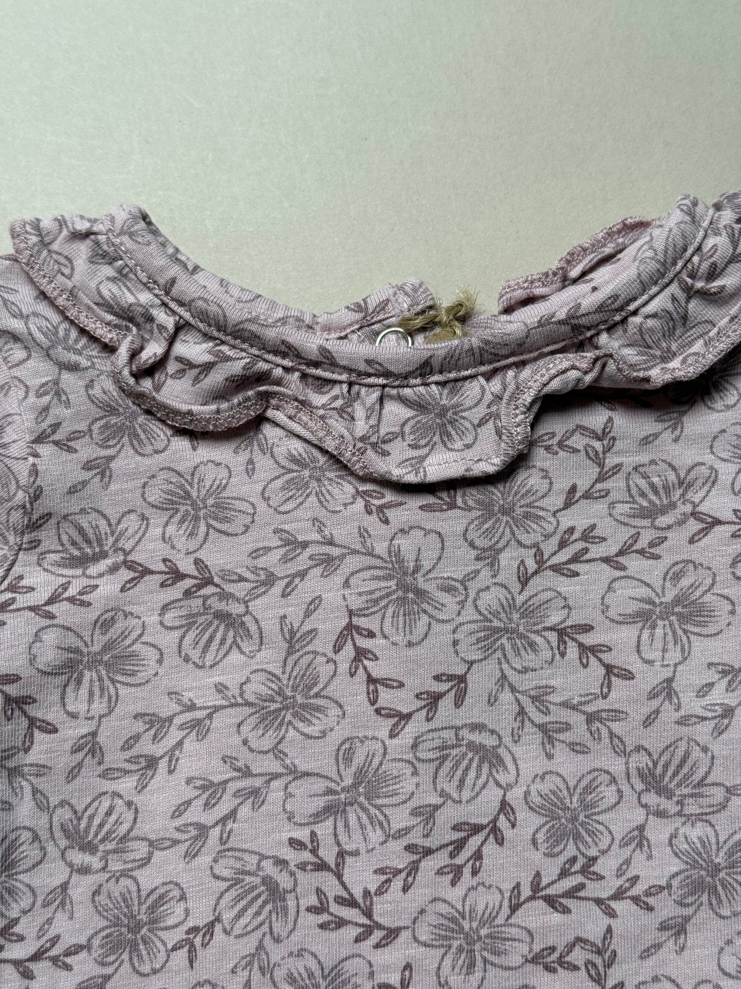 TU Dusky Pink Ruffled Collared Long Sleeved T-Shirt in 3-6 Months