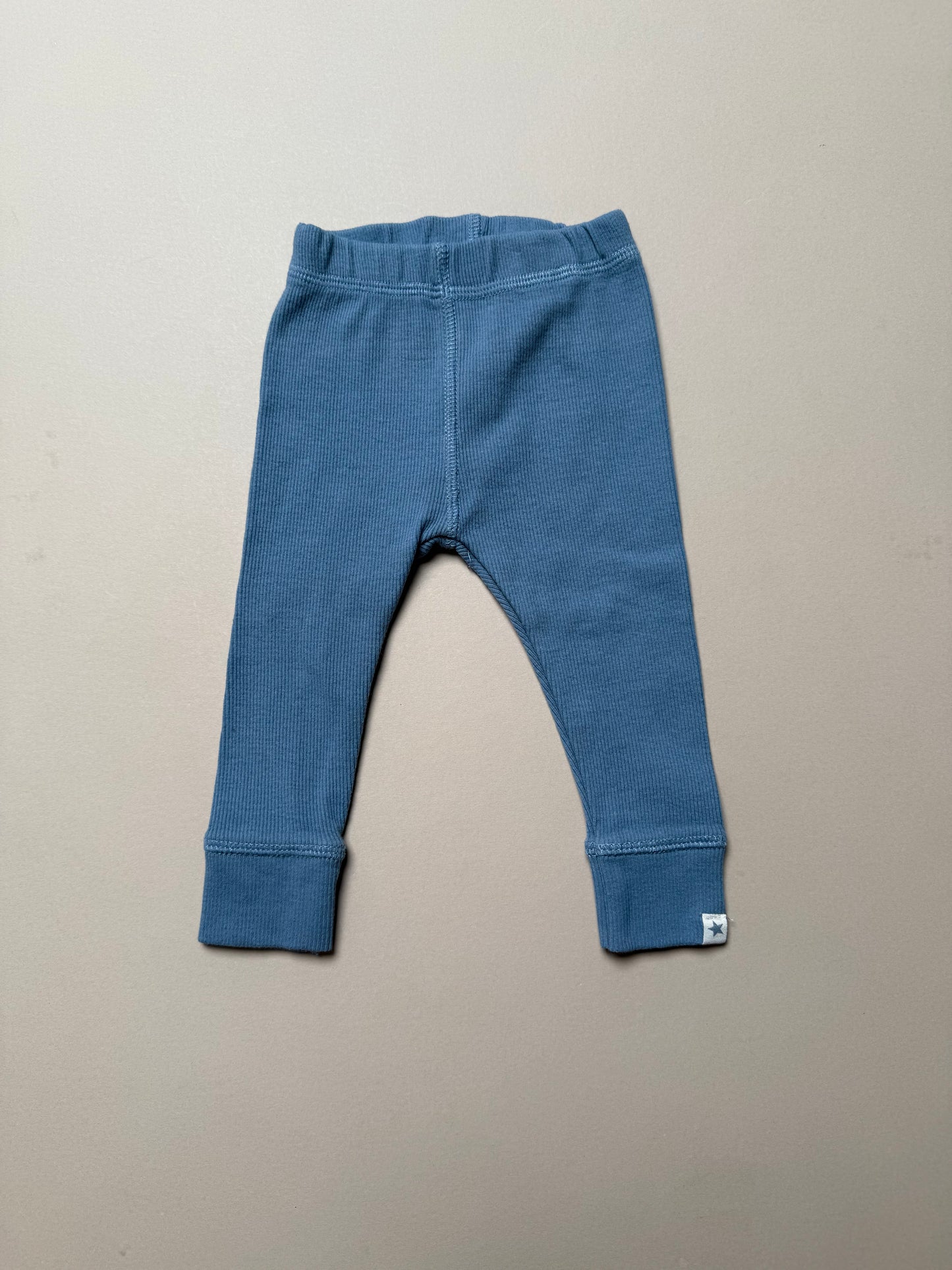 Zara Blue Ribbed Cotton Leggings in 6-9 Months