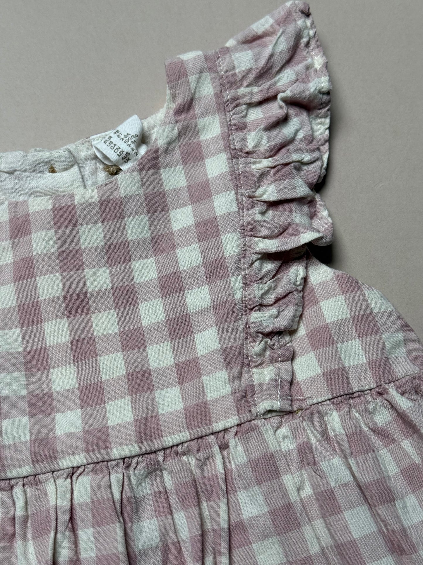 H&M Lilac Gingham Checked Summer Dress in 2-3 Years