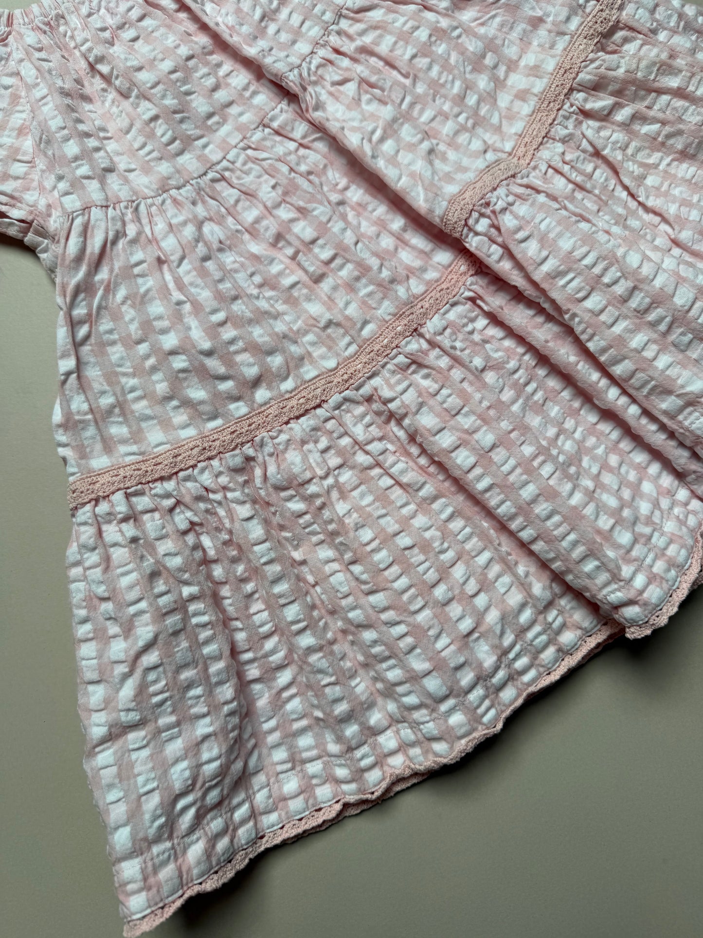 Mothercare Pink & White Gingham Summer Dress in 2-3 Years
