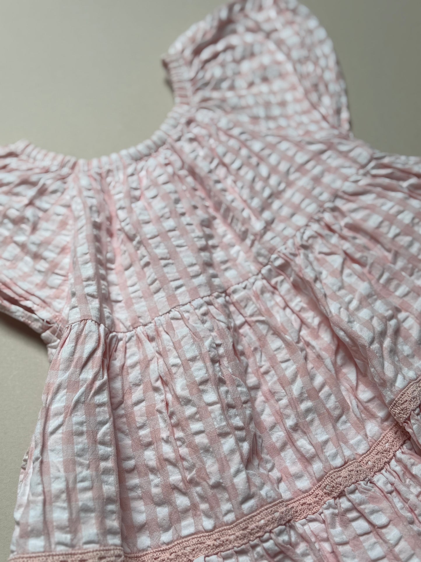 Mothercare Pink & White Gingham Summer Dress in 2-3 Years