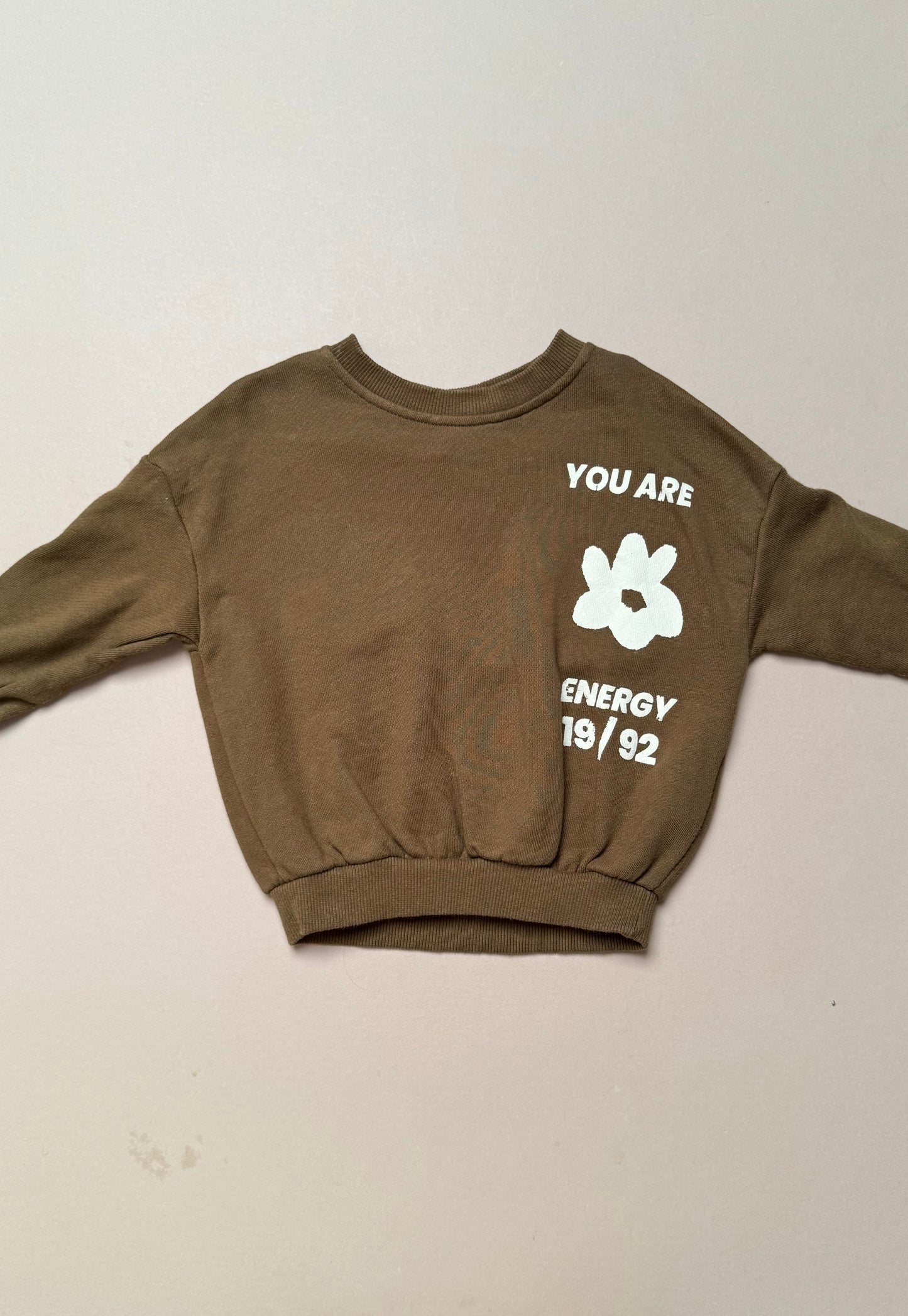 Zara Khaki Slogan Backed Sweat Top in 9-12 Months