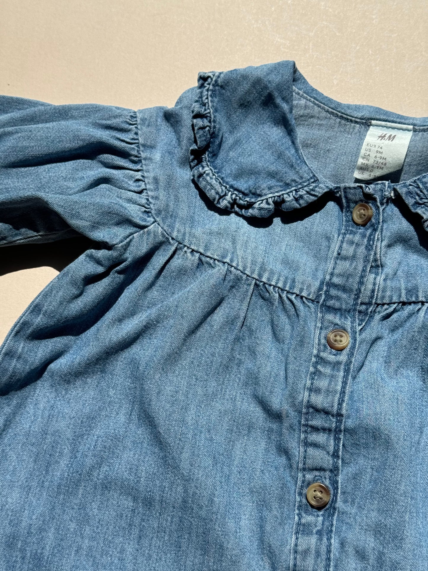 H&M Denim Peter Pan Collar Blouse in 6-9 Months