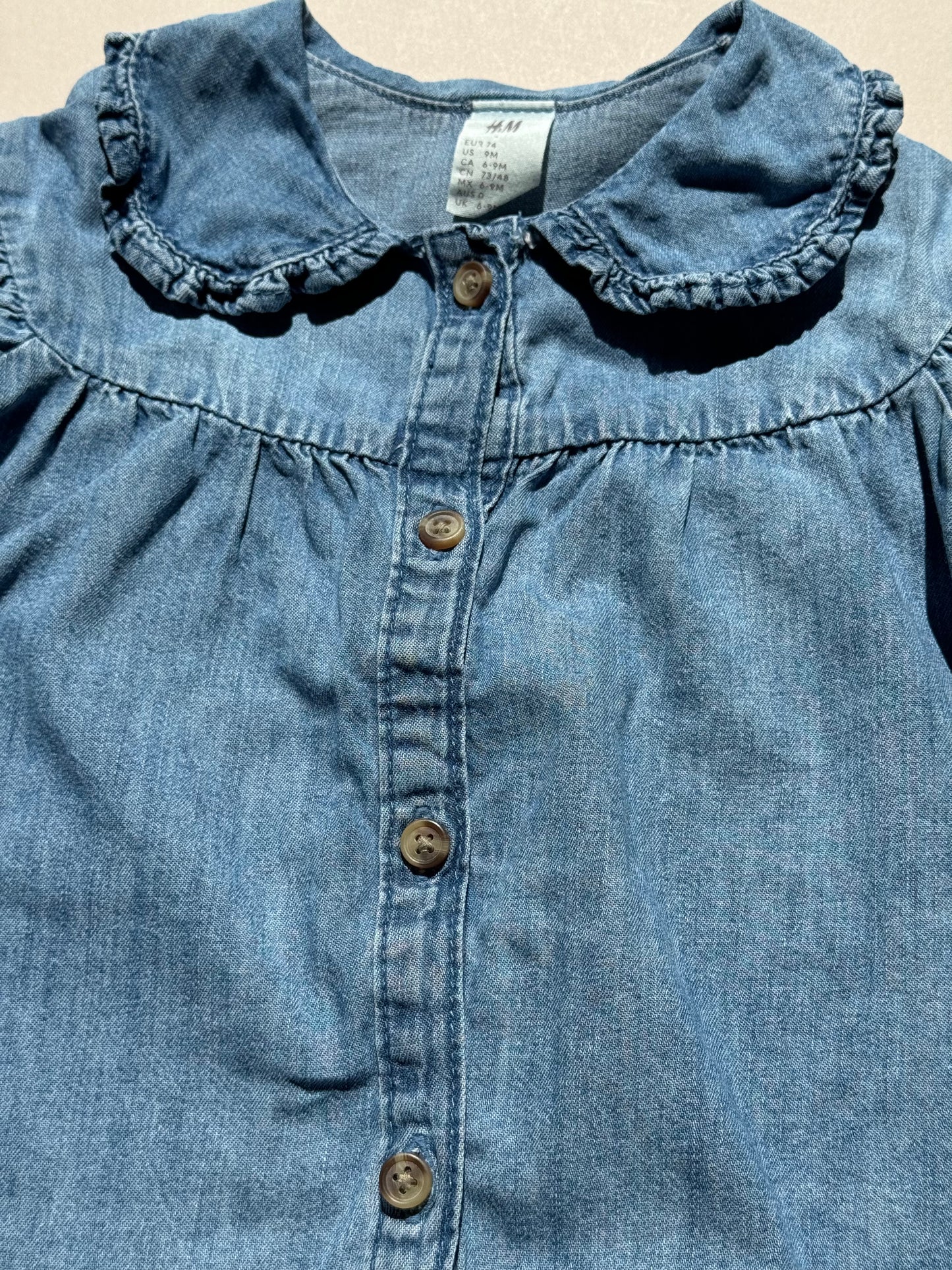 H&M Denim Peter Pan Collar Blouse in 6-9 Months