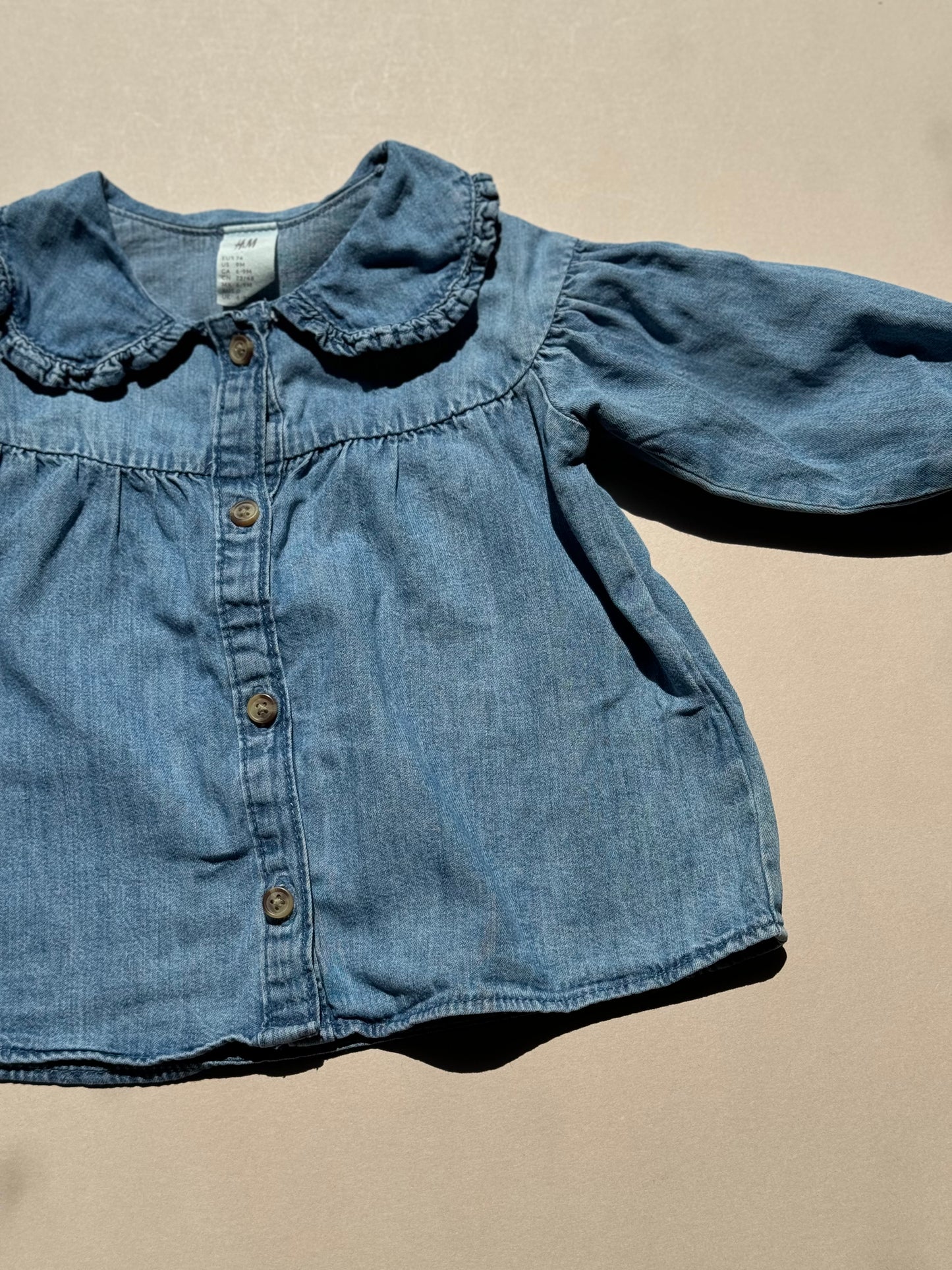 H&M Denim Peter Pan Collar Blouse in 6-9 Months